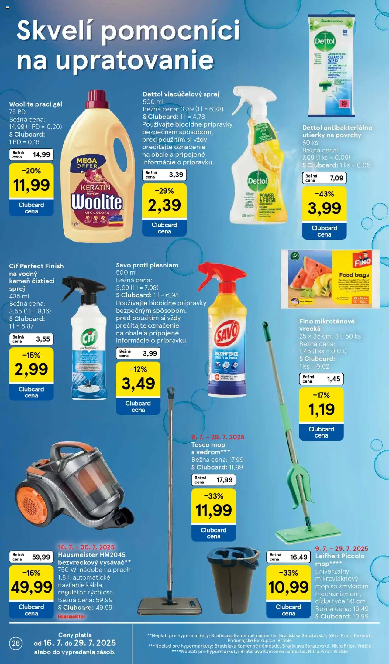 Tesco Hypermarket - leták │ platný od 16.07.2025 | Strana: 28 | Produkty: Bezvreckový vysávač, Vysávač