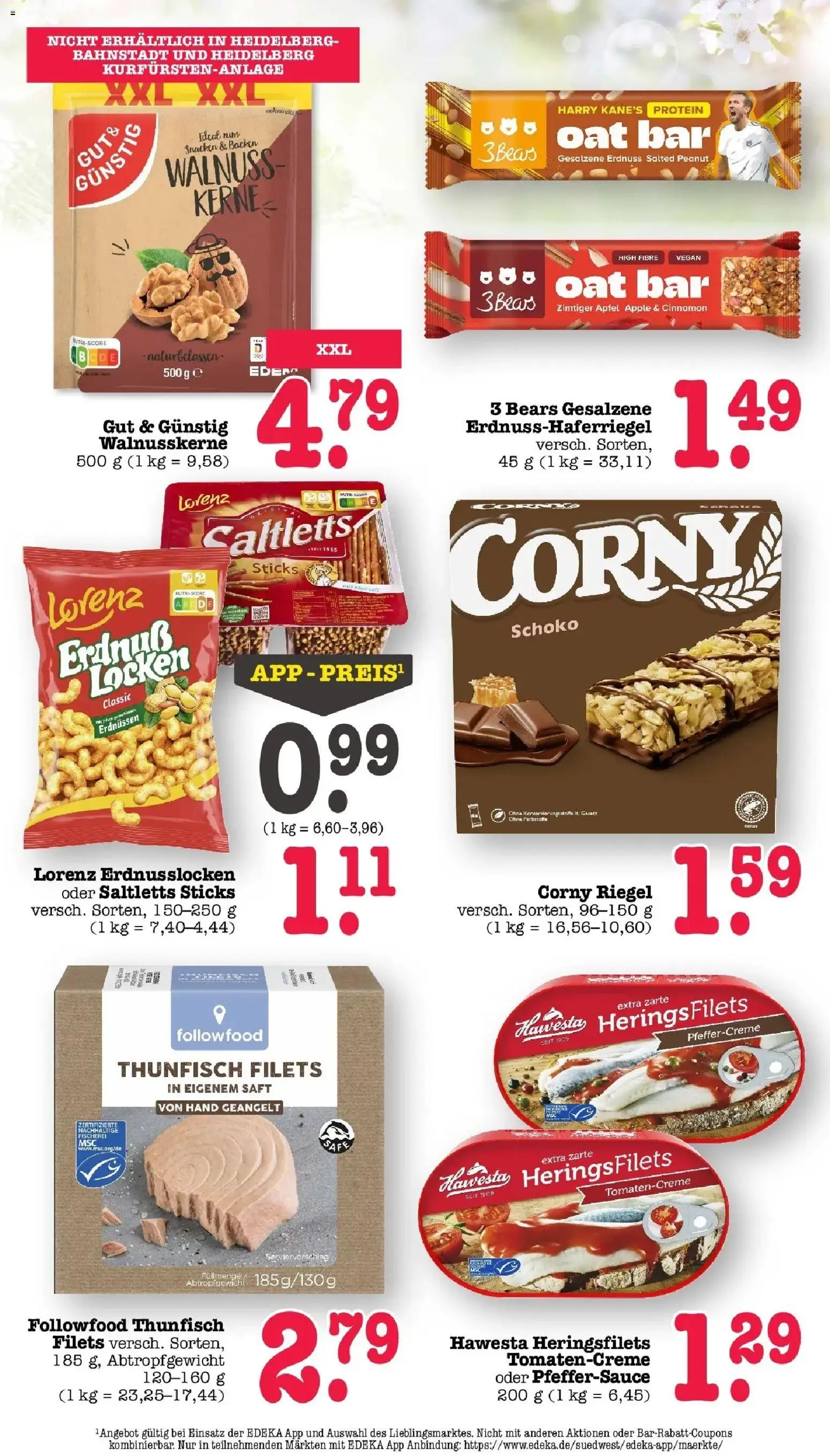 Angebote – gültig ab 23.03.2026 | Seite: 36 | Produkte: Corny riegel, Thunfisch, Äpfel, Saft