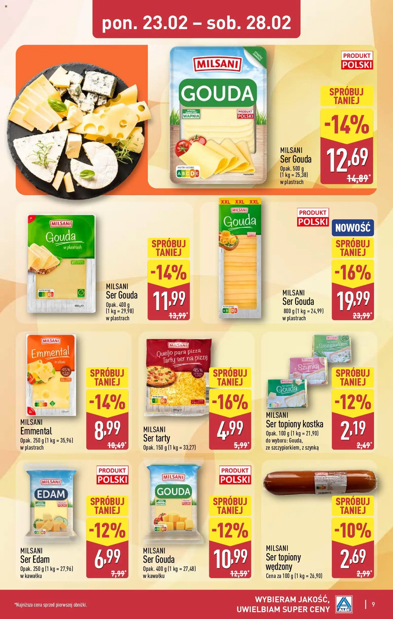 Aldi Polsko leták od 23.02.2026 | Strana: 9 | Produkty: Gouda, Pizza