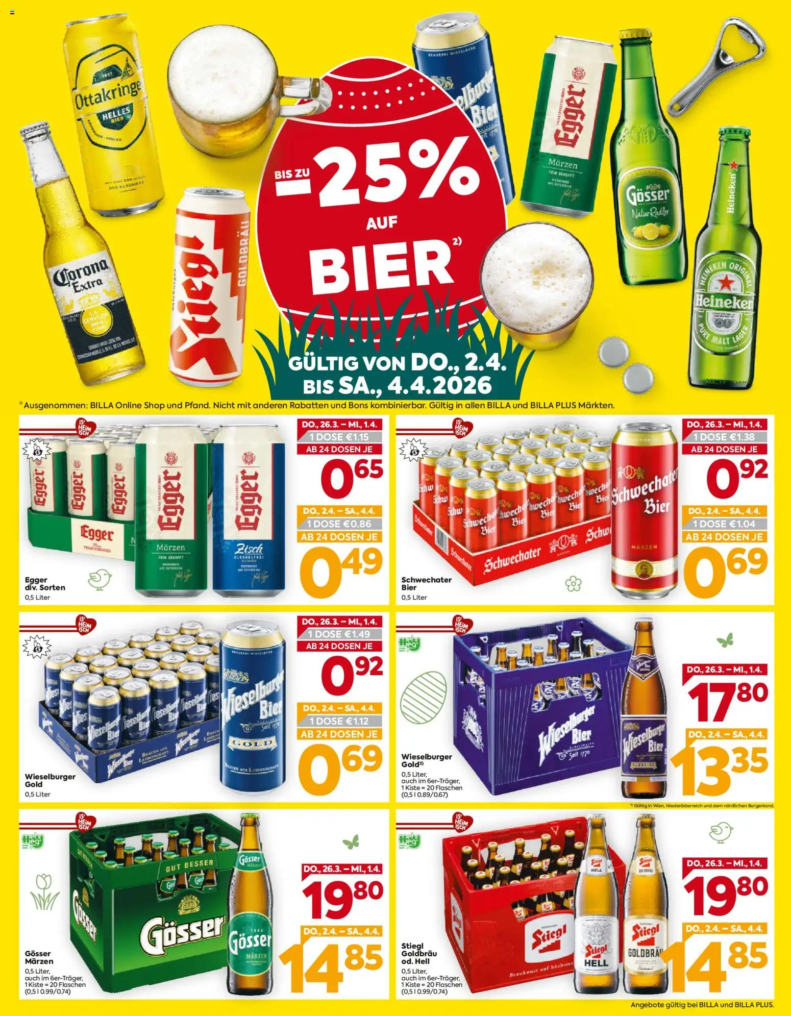 Billa AT akciós ujság - amely érvényes a következő dátumtól: 26.03.2026 | Oldal: 3 | Termékek: Radler, Heineken, Gösser