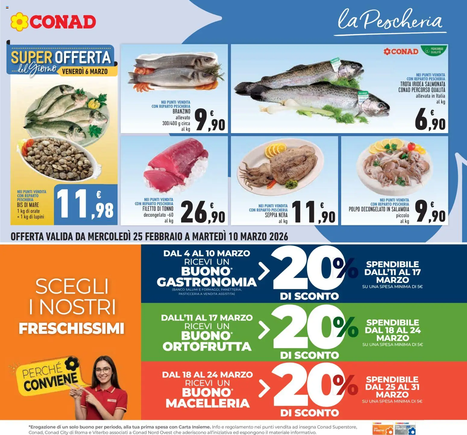 Volantino Conad del 25.02.2026 | Pagina: 11 | Prodotti: Polpo, Trota, Branzino, Tonno
