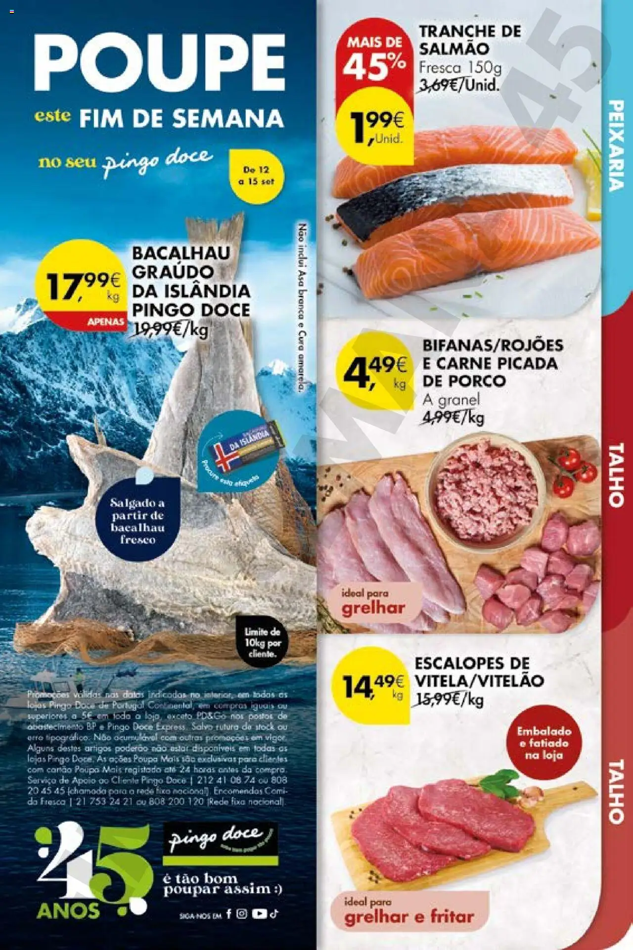 Pingo Doce Poupe este Fim de Semana │ válido de 12.09.2025 | Página: 1 | Produtos: Bacalhau, Carne picada, Salmão, Carne