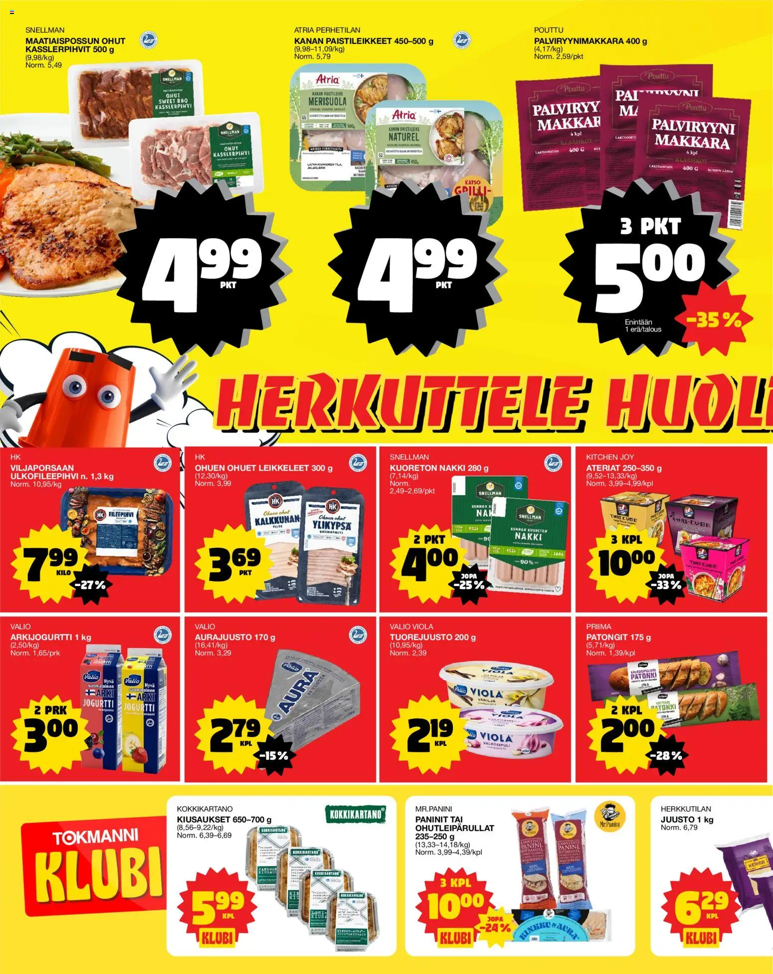 Tokmanni Ruokatarjoukset – voimassa 23.04.2026 alkaen | Sivu: 2 | Tuotteet: Valkosipuli, Makkara, Patonki, Jogurtti