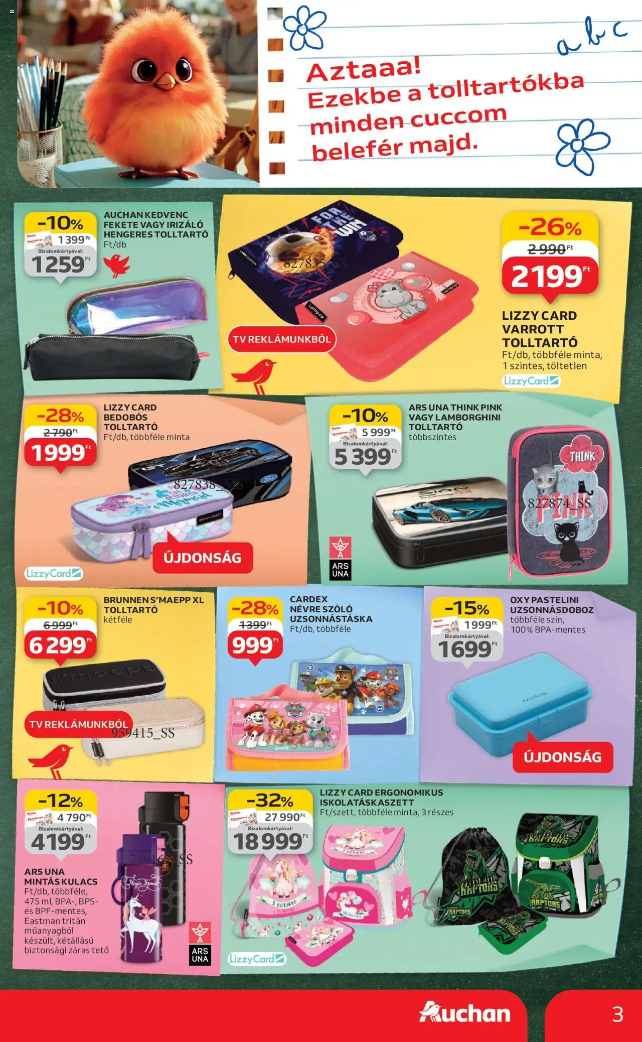 Auchan akciós ujság - amely érvényes a következő dátumtól: 07.08.2025 | Oldal: 3 | Termékek: Szőlő, TV, Tolltartó, Kulacs
