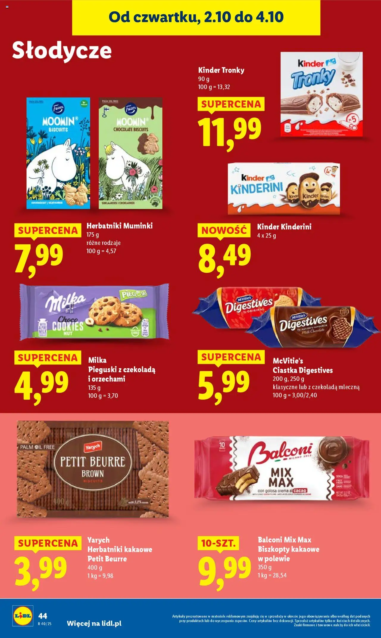 Lidl Gazetka od 02.10.2025 | Strona: 48 | Produkty: Słodycze, Czekolada mleczna, Milka, Czekolada