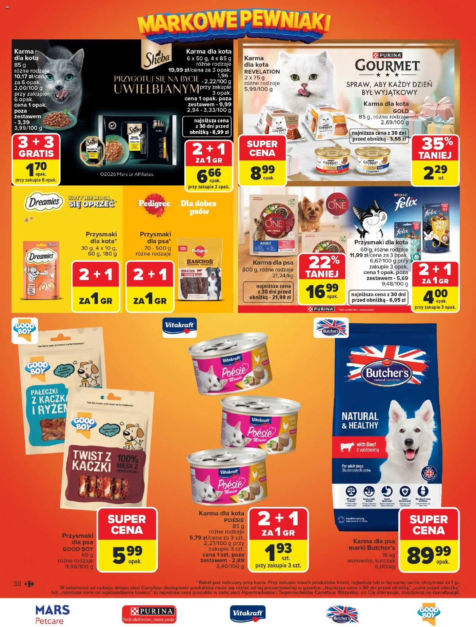 Carrefour Gazetka od 16.02.2026 | Strona: 40 | Produkty: Kurczak, Przysmaki dla kota, Pedigree, Karma dla kota
