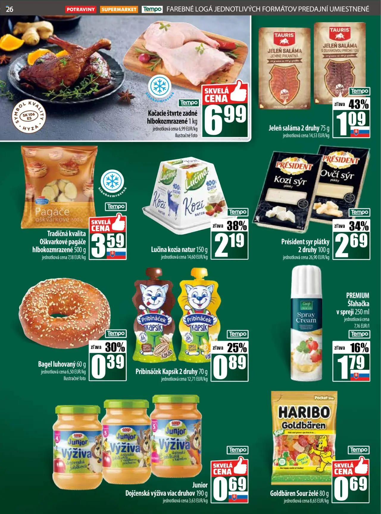 Nové COOP Jednota akcie – leták je platný od 09.10.2025 | Strana: 26 | Produkty: Syr, Saláma, Kakao