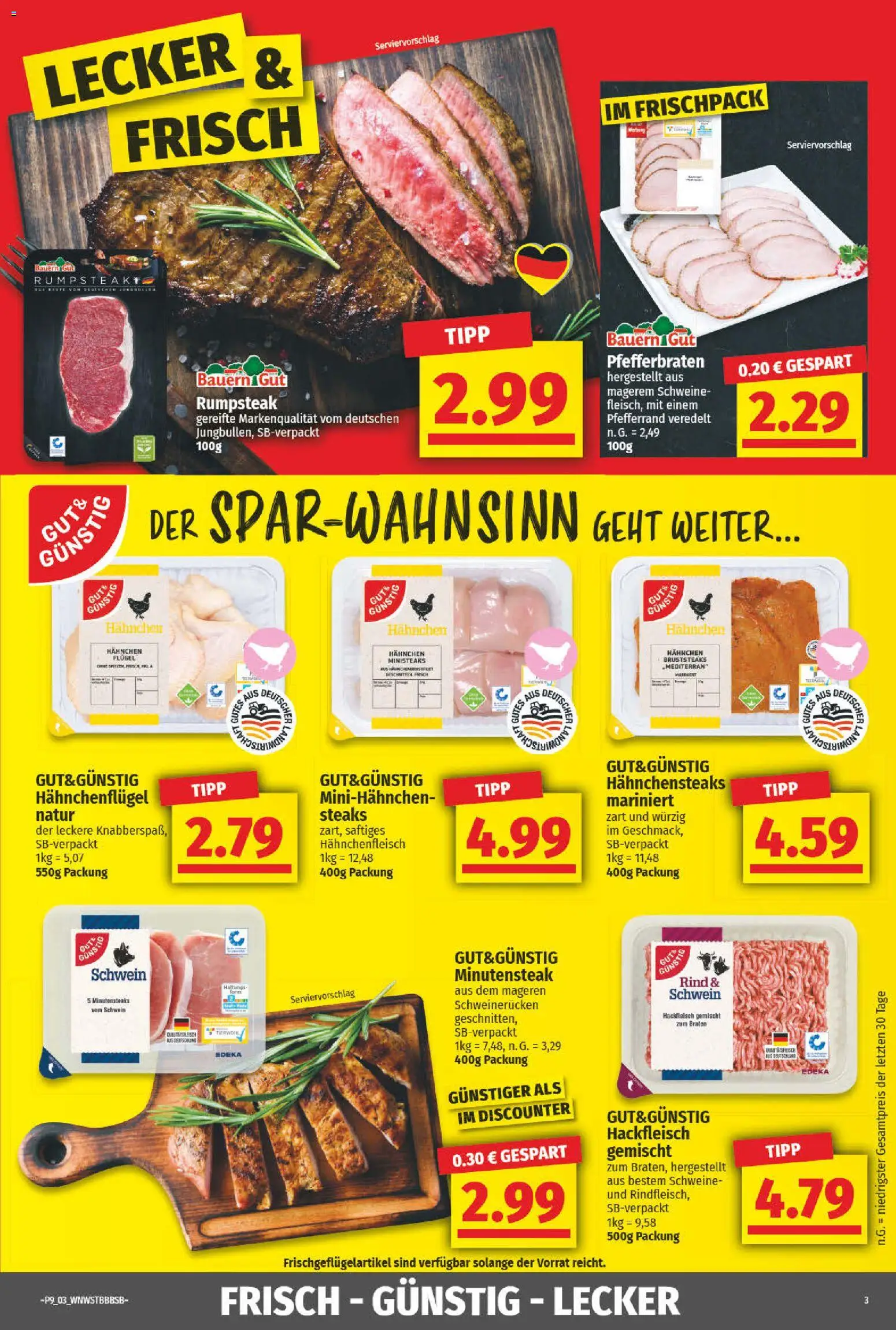 NP Discount Prospekt 	 – gültig ab 23.02.2026 | Seite: 3 | Produkte: Rumpsteak, Hahnchen, Schweinerucken, Hackfleisch