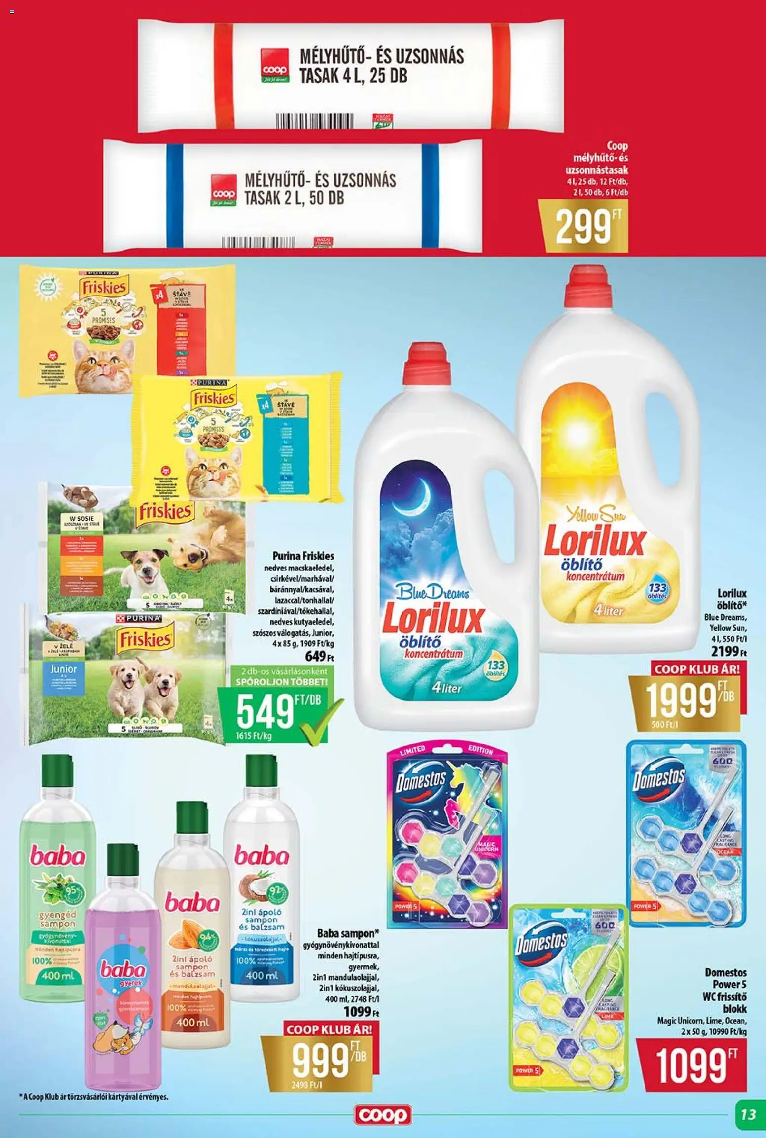 COOP akciós ujság - amely érvényes a következő dátumtól: 15.01.2026 | Oldal: 13 | Termékek: Mélyhűtő, Öblítő, WC, Sampon