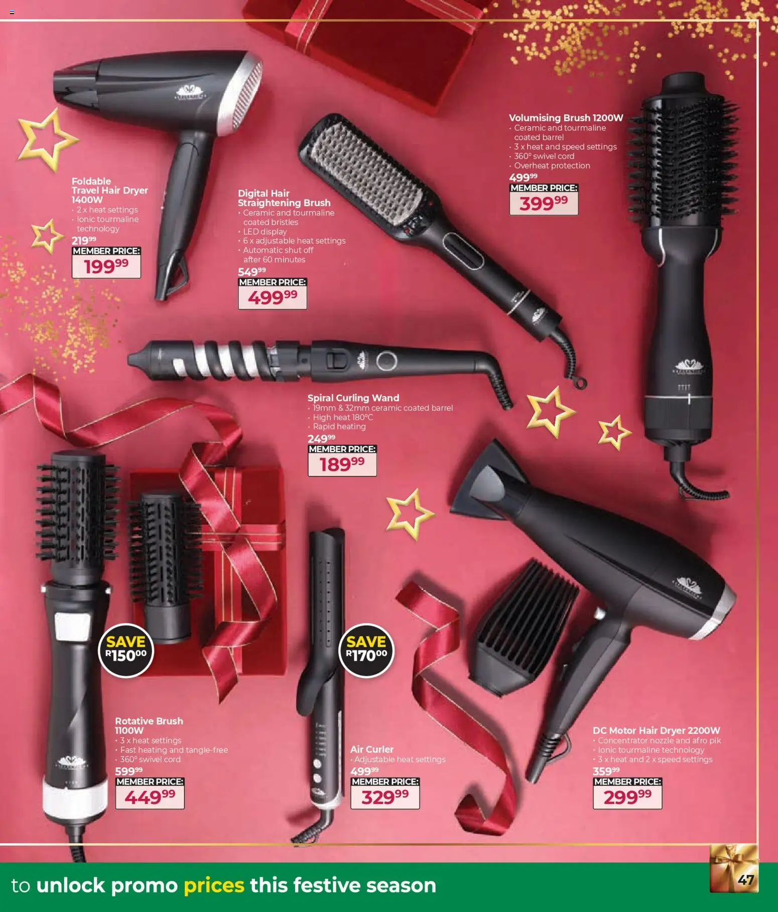 New Dis-Chem catalogue – valid from 29.10.2025 | Page: 47 | Products: Dryer, Hair dryer, Brush
