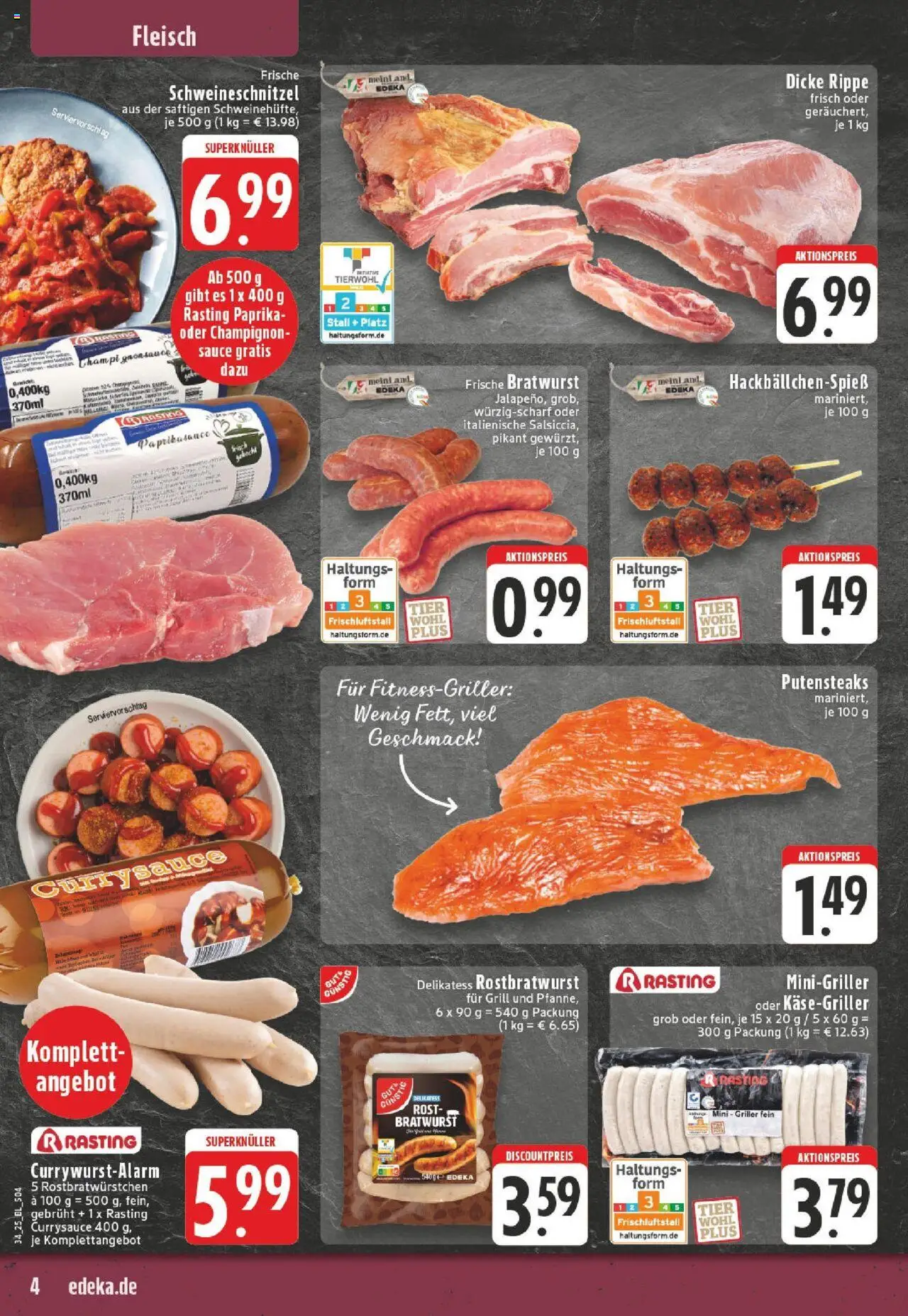 Edeka Prospekt 	 - gültig ab dem 18.08.2025 | Seite: 4 | Produkte: Schnitzel, Paprika, Fleisch, Griller