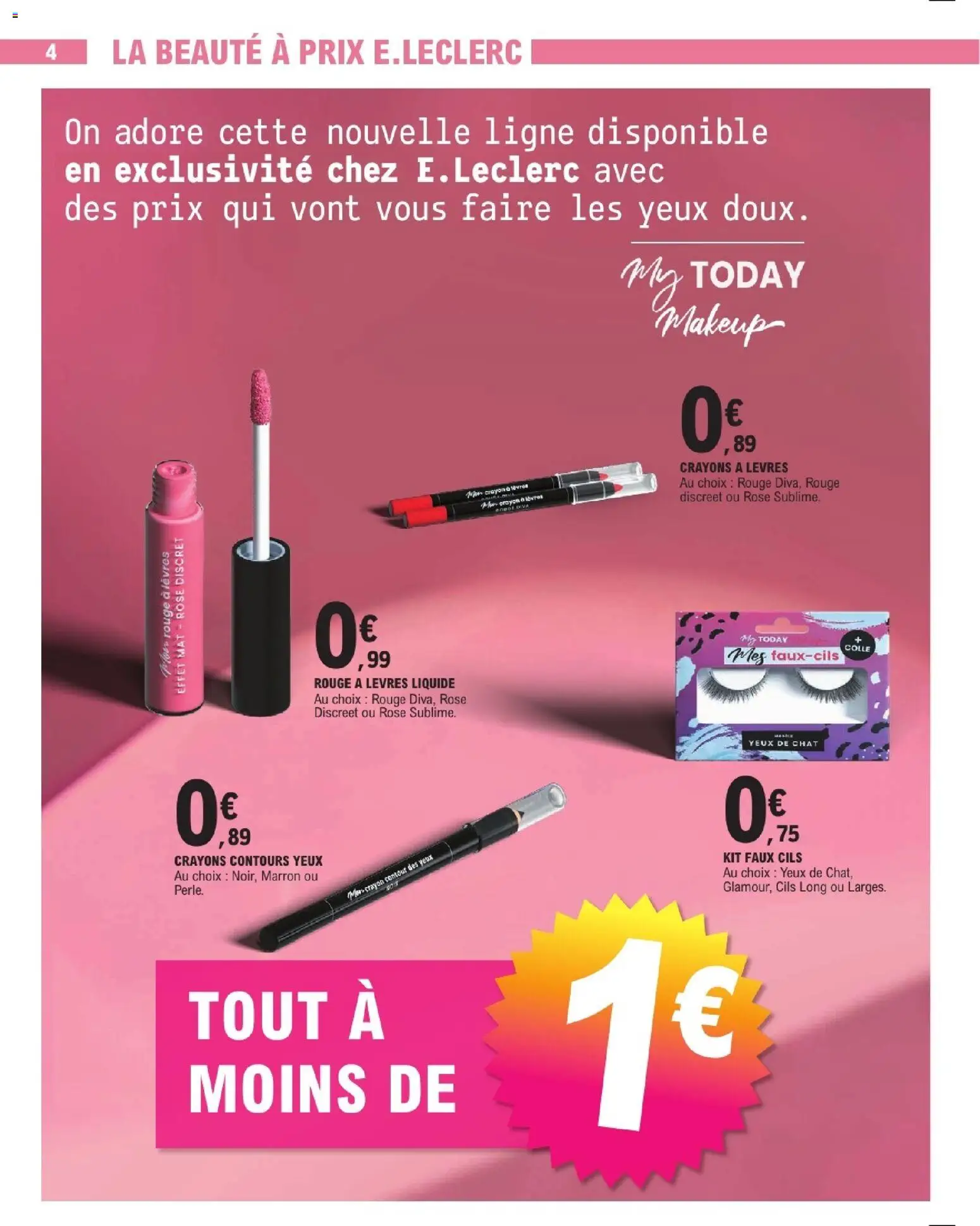 {H1} | Page: 4 | Produits: Rouge à lèvres, Crayon, Colle, Thé