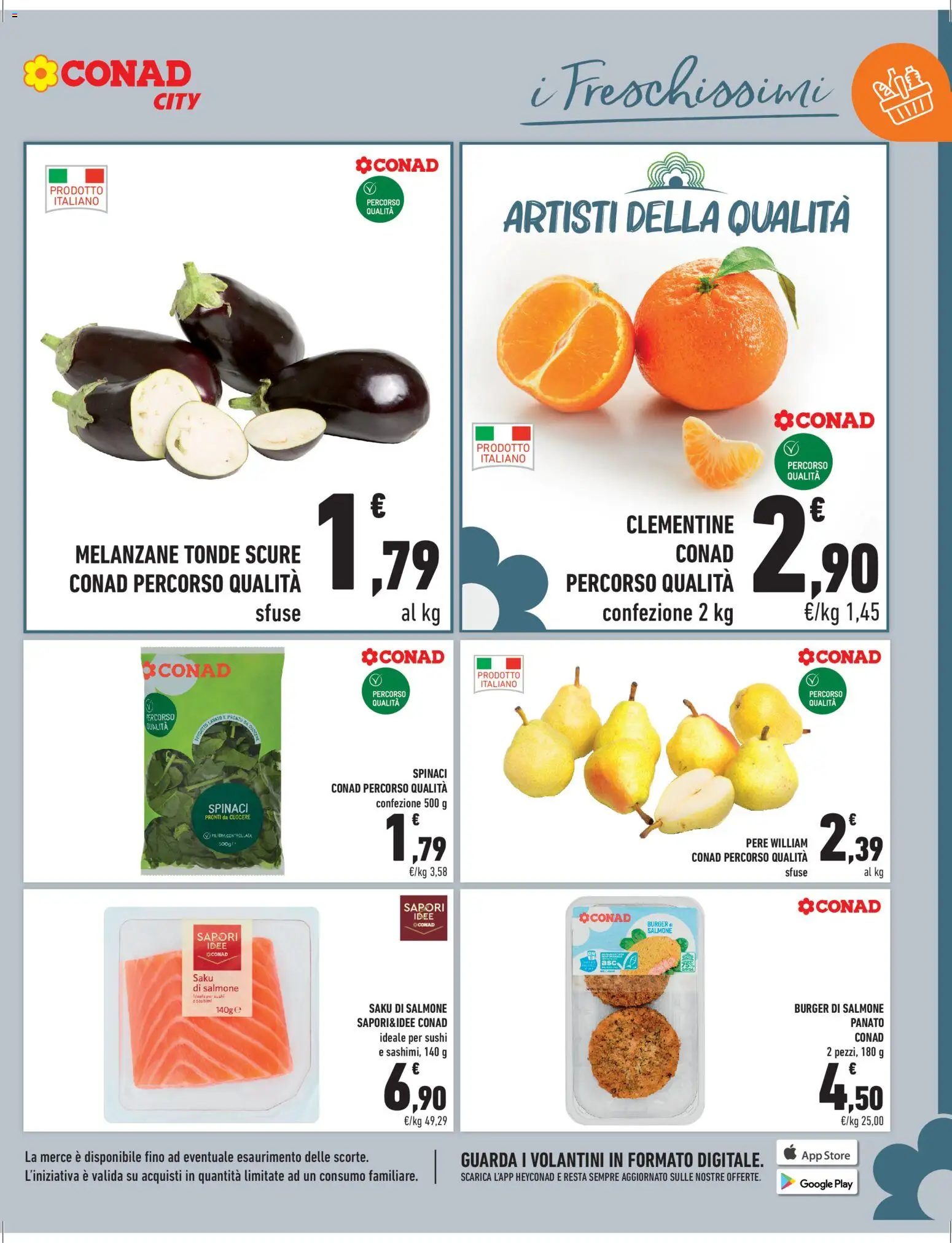 Volantino Conad del 28.11.2025 | Pagina: 7 | Prodotti: Salmone, Spinaci, Melanzane, Sushi