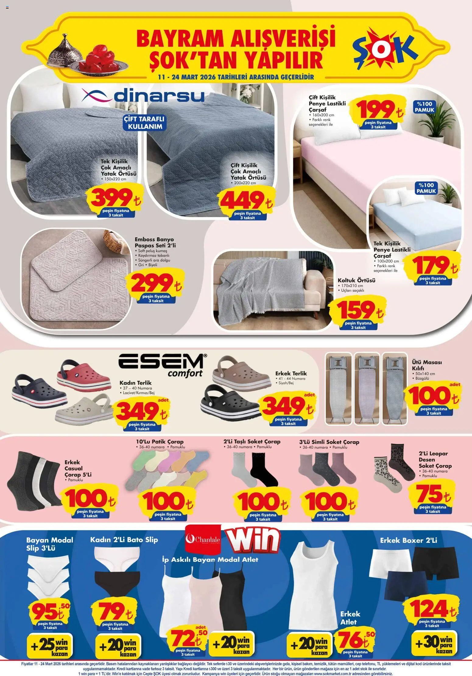 Şok Market Katalog - 11.03.2026 tarihinden itibaren geçerlidir | Sayfa: 5 | Ürünler: Yatak, Ütü masası, Banyo, Çorap