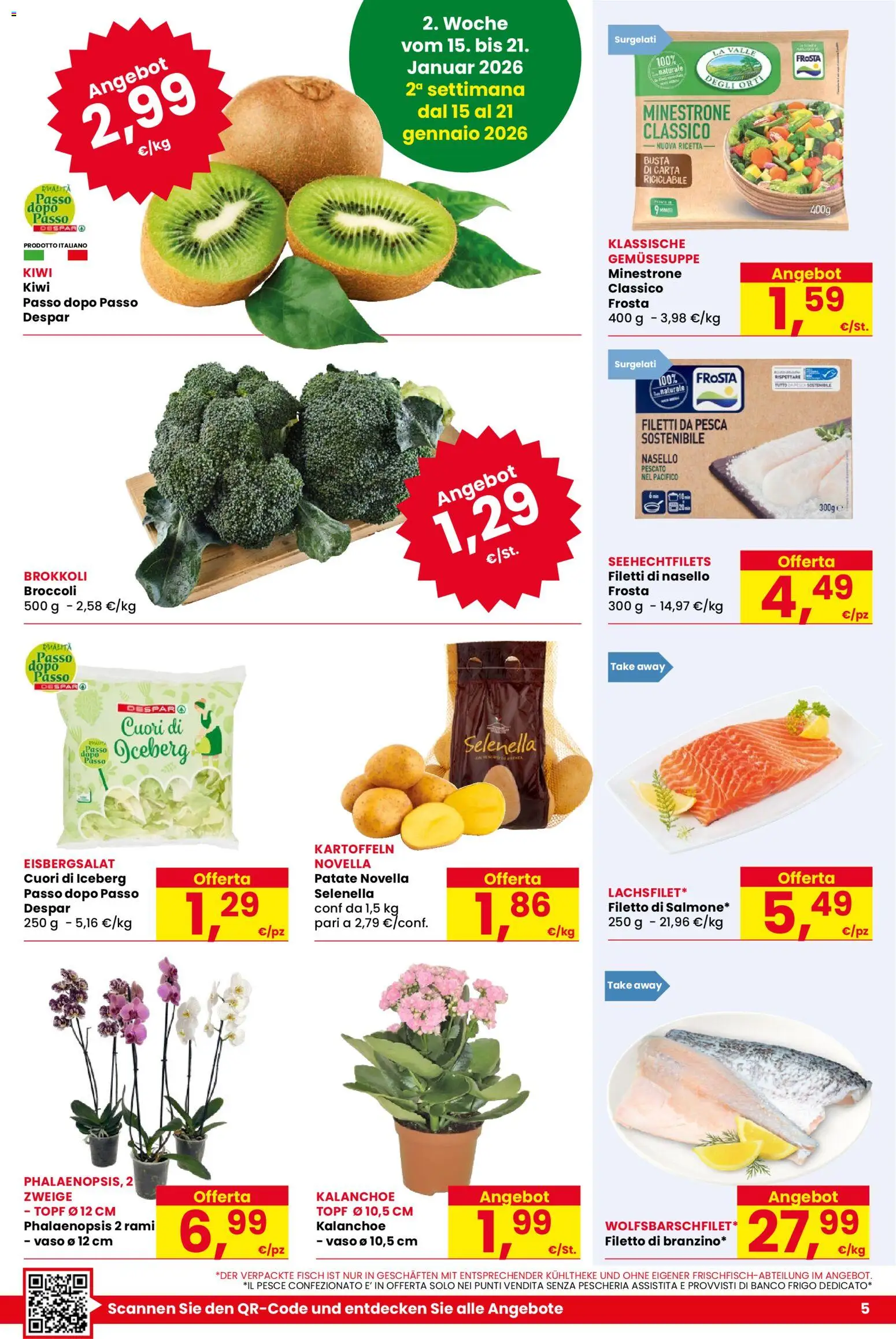 Volantino Despar del 08.01.2026 | Pagina: 5 | Prodotti: Minestrone, Pesca, Nasello, Vaso