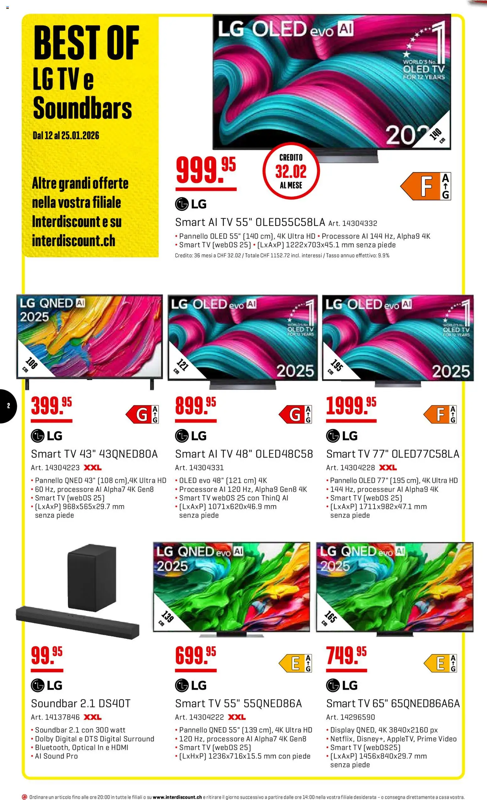 Interdiscount Aktionen IT – gültig ab 12.01.2026 | Seite: 2 | Produkte: Soundbar, TV, Video, LG