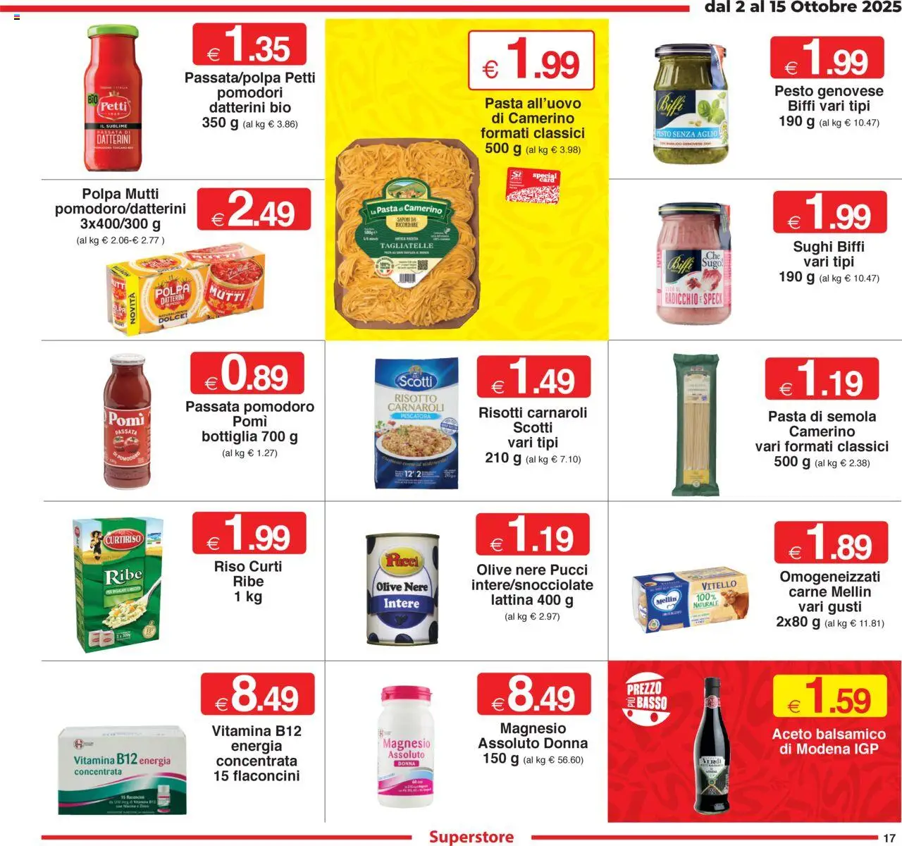 Volantino Sì con Te del 02.10.2025 | Pagina: 17 | Prodotti: Pesto, Vitello, Sugo, Bottiglia