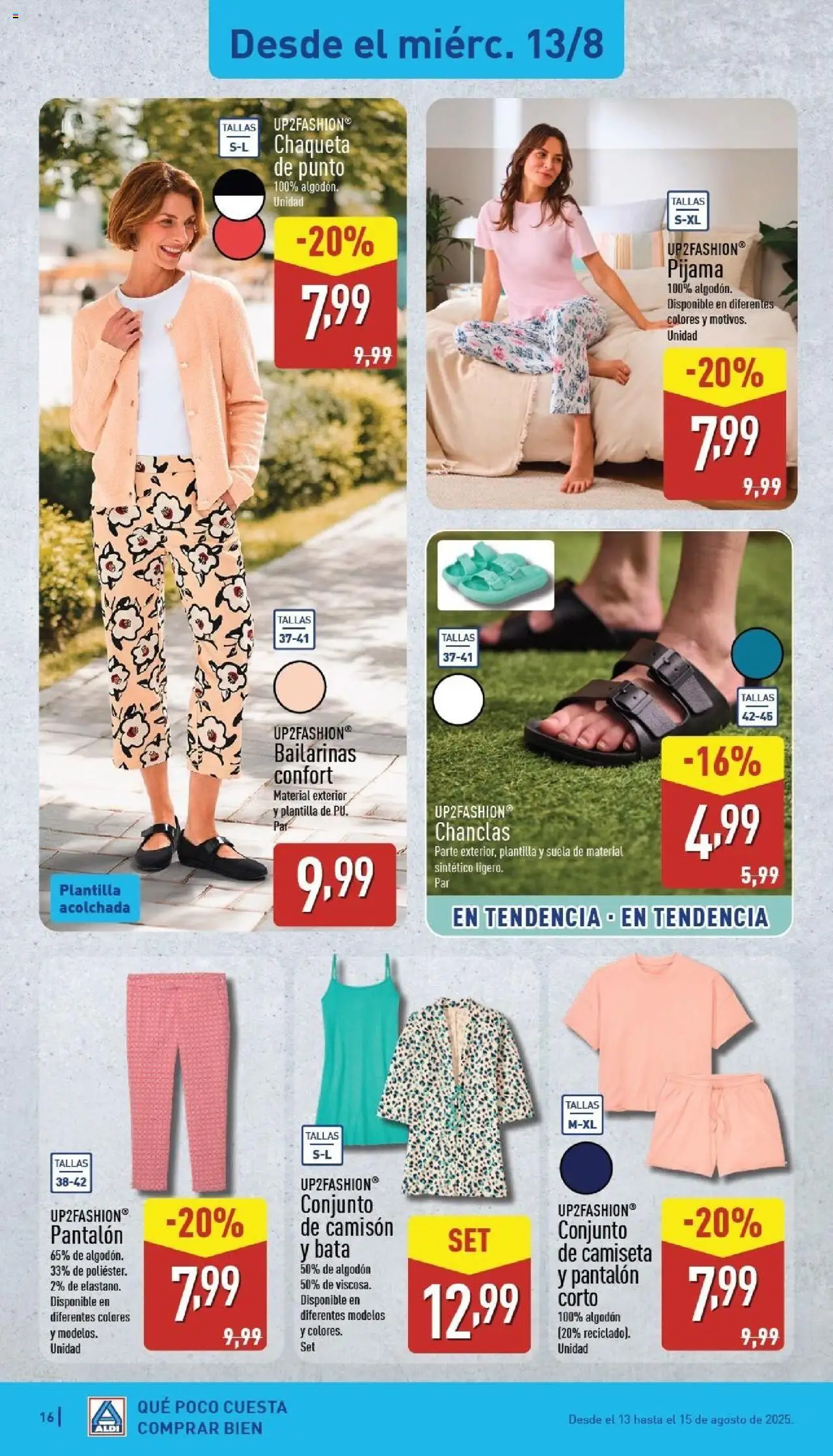 Aldi folleto Península │ válido desde el 11.08.2025 | Página: 16 | Productos: Pijama, Bailarinas, Camisón, Pantalón corto