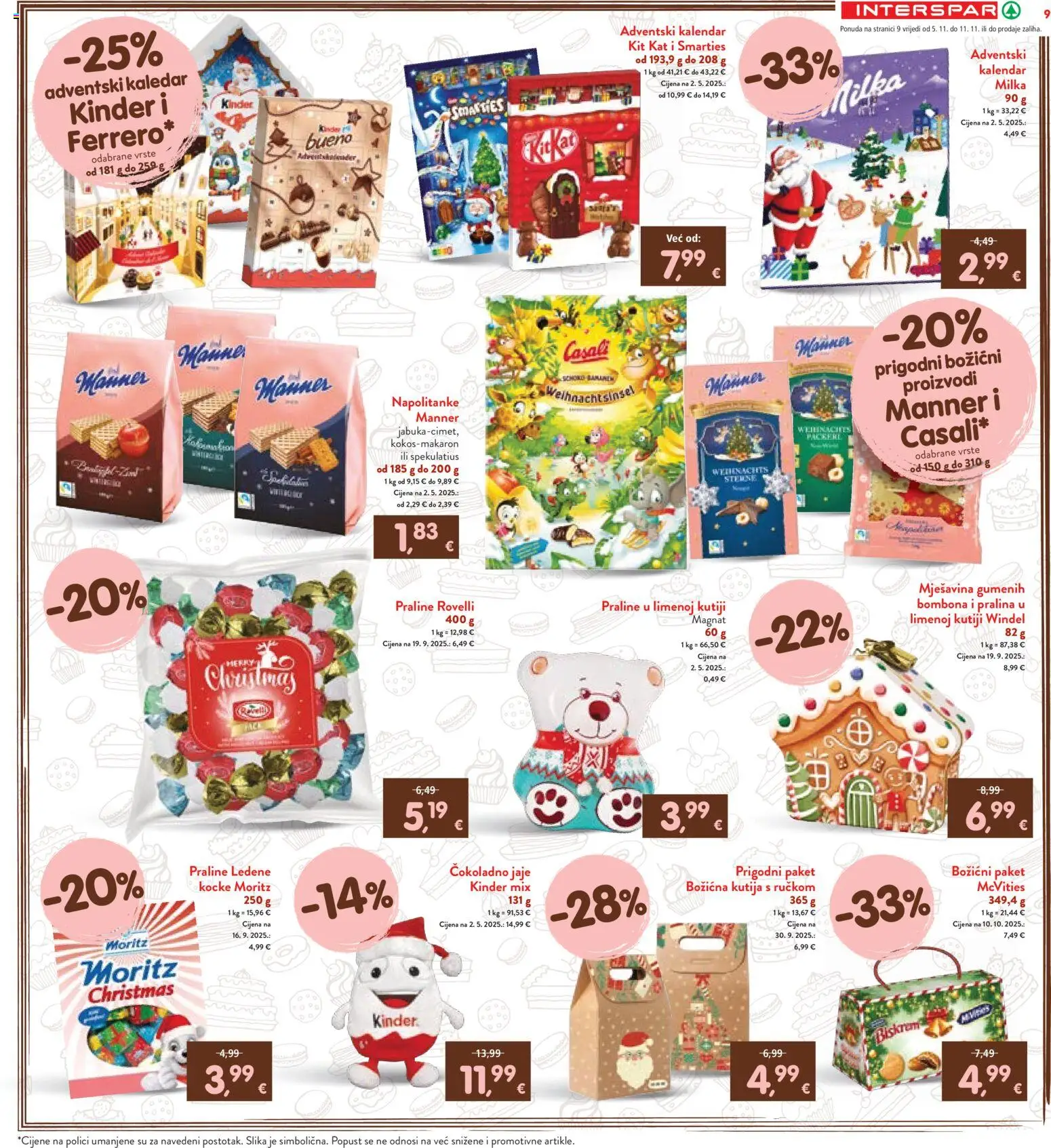 Interspar katalog | vrijedi od 05.11.2025 | Stranica: 9 | Proizvodi: Praline, Kutija, Napolitanke, Milka