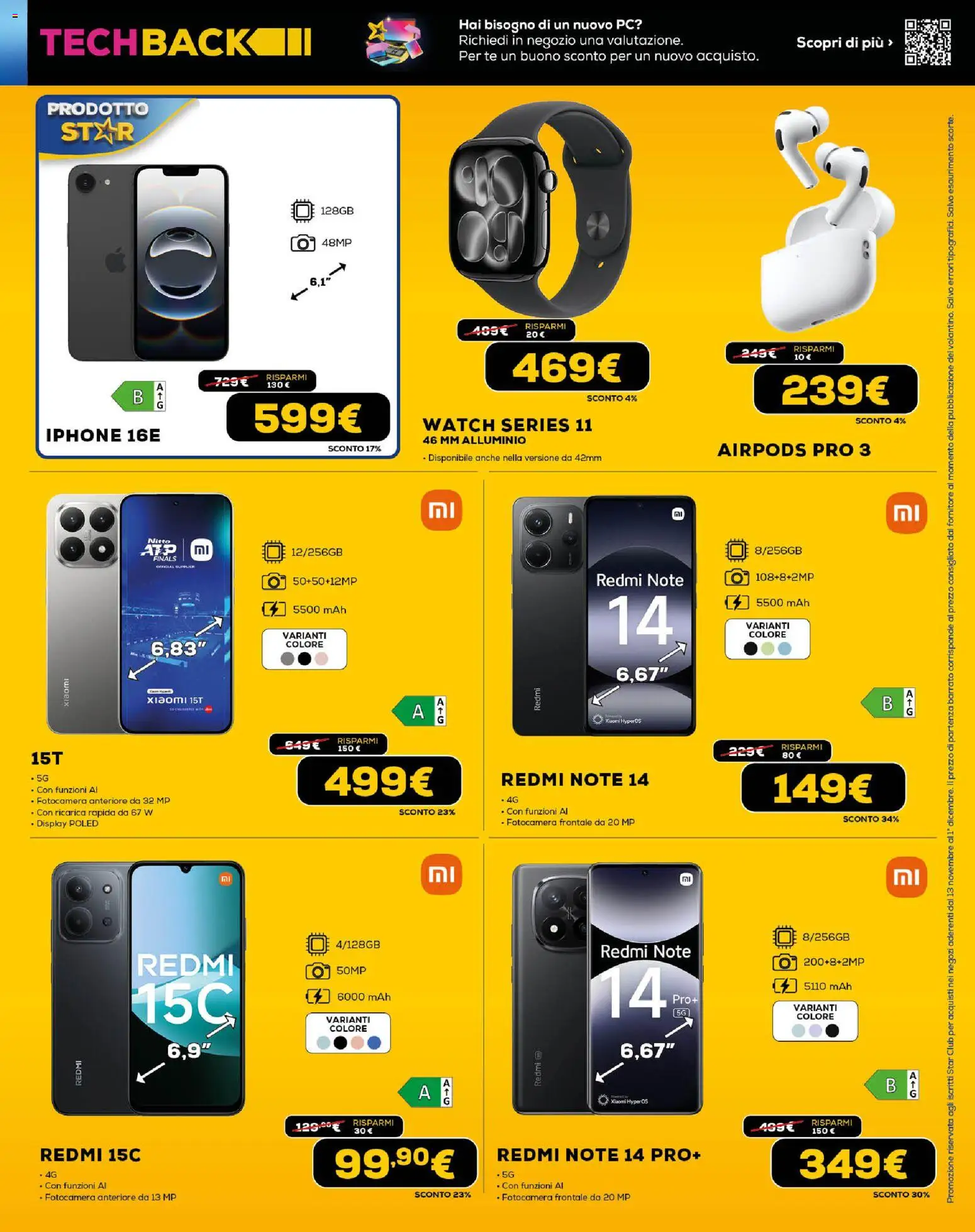 Volantino Euronics del 13.11.2025 | Pagina: 5 | Prodotti: Xiaomi, Iphone, PC, Airpods