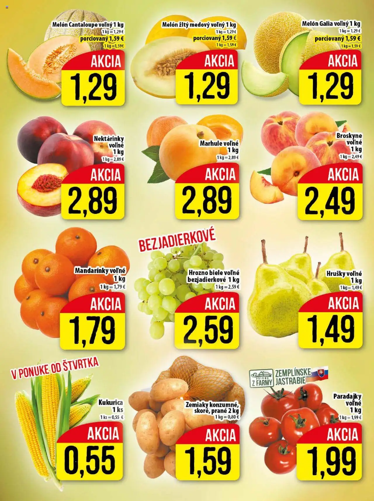 Klas leták │ platný od 28.07.2025 | Strana: 3 | Produkty: Paradajky, Kukurica, Marhule, Broskyne