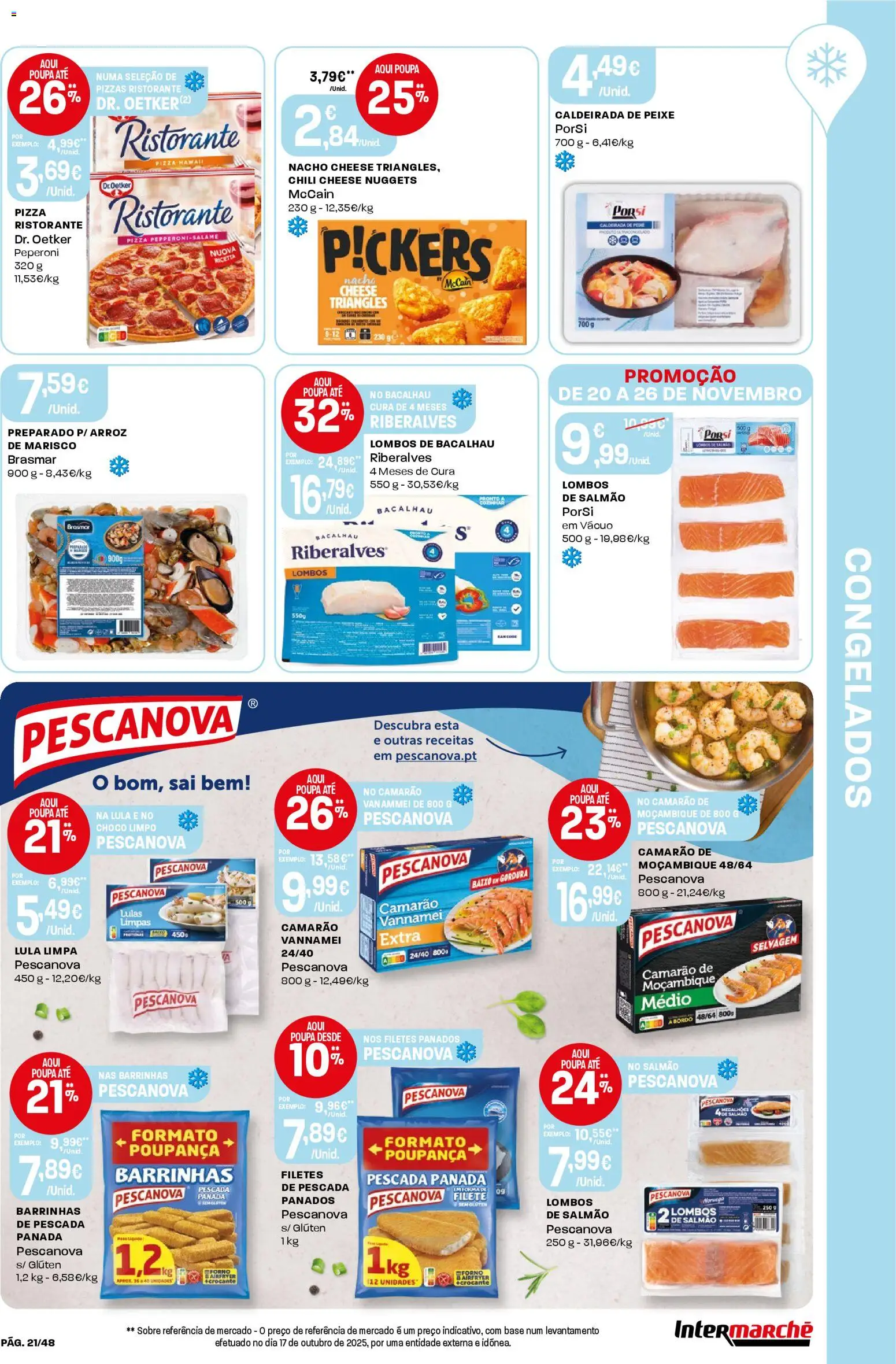 Intermarché folheto │ válido de 20.11.2025 | Página: 21 | Produtos: Pescada, Lulas, Base, Nuggets