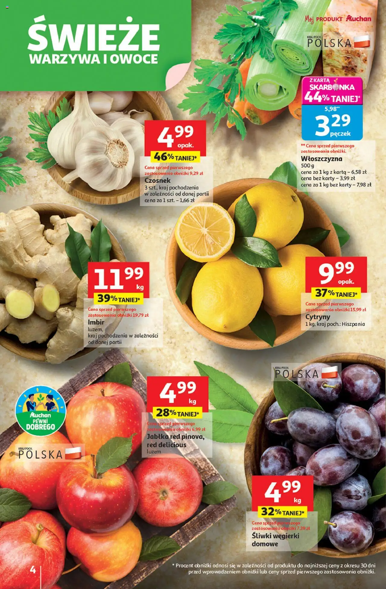 Auchan Gazetka od 23.10.2025 | Strona: 4 | Produkty: Czosnek, Karta, Warzywa, Owoce