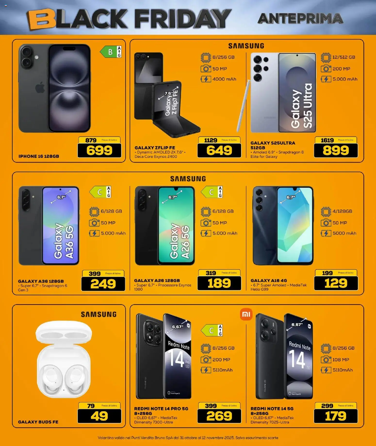Volantino BRUNO del 31.10.2025 | Pagina: 4 | Prodotti: Iphone, Samsung