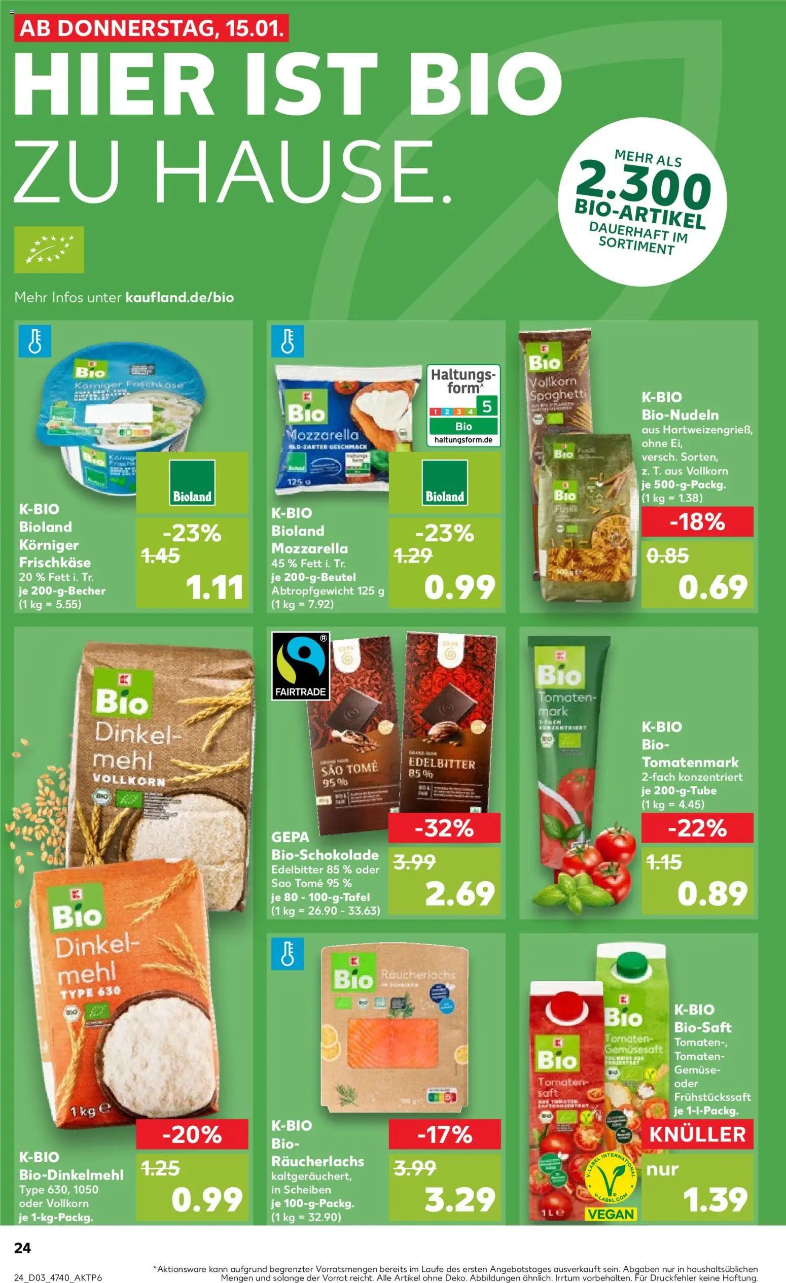 Kaufland prospekt Hannover	 – gültig ab 18.01.2026 | Seite: 24 | Produkte: Mehl, Mozzarella, Räucherlachs, Frischkase