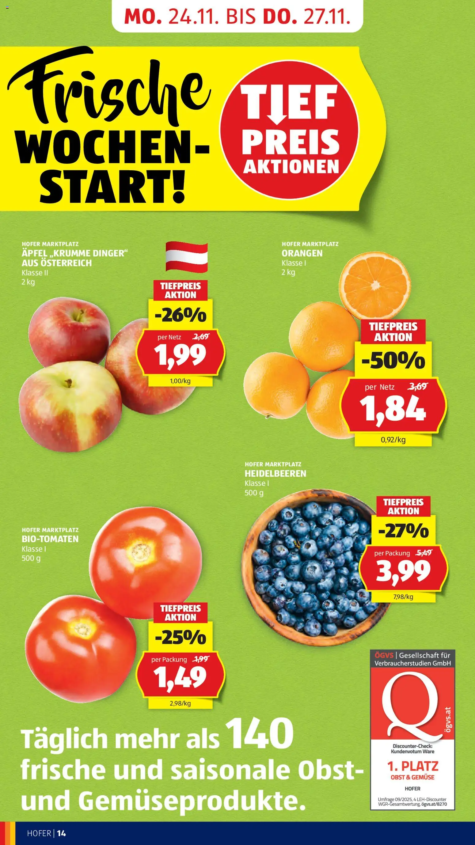Hofer - Black Friday gültig ab 21.11.2025 | Seite: 26 | Produkte: Gemüse, Obst, Äpfel, Orangen