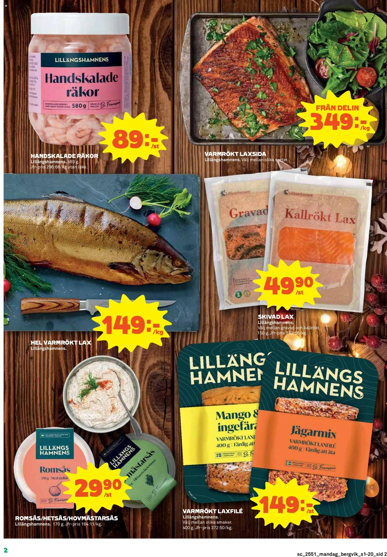 Stora Coop reklamblad aktuell från 15.12.2025 | Sida: 2 | Produkter: Räkor, Lax, Rödlök, Mango
