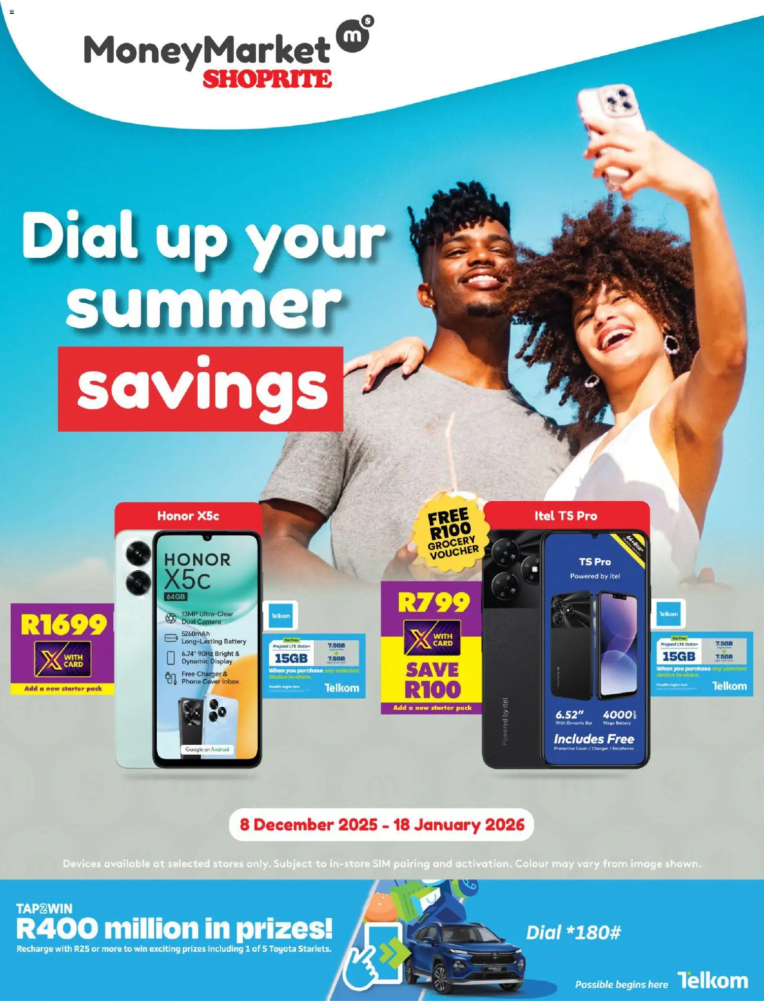 New Shoprite catalogue – valid from 08.12.2025 | Page: 1 | Products: Cover, Phone, Battery, Charger