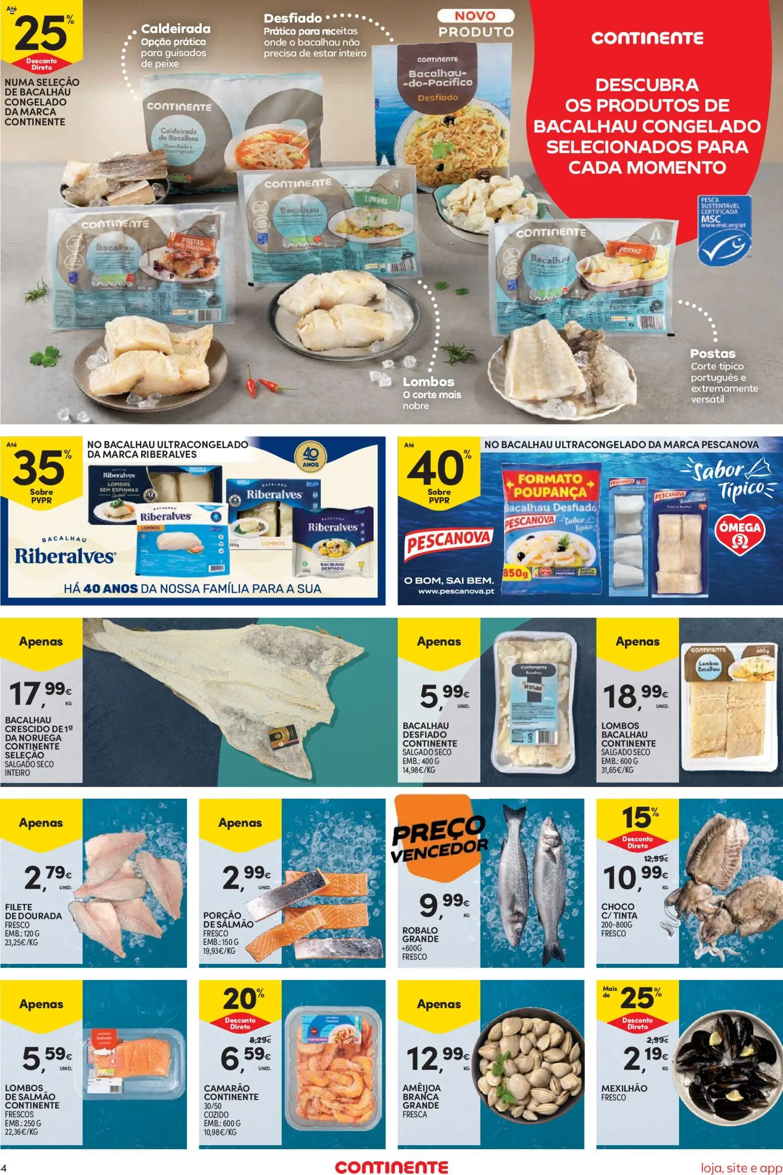 Continente Semanal Continente Bom Dia │ válido de 28.04.2026 | Página: 4 | Produtos: Dourada, Tinta, Camarão, Peixe