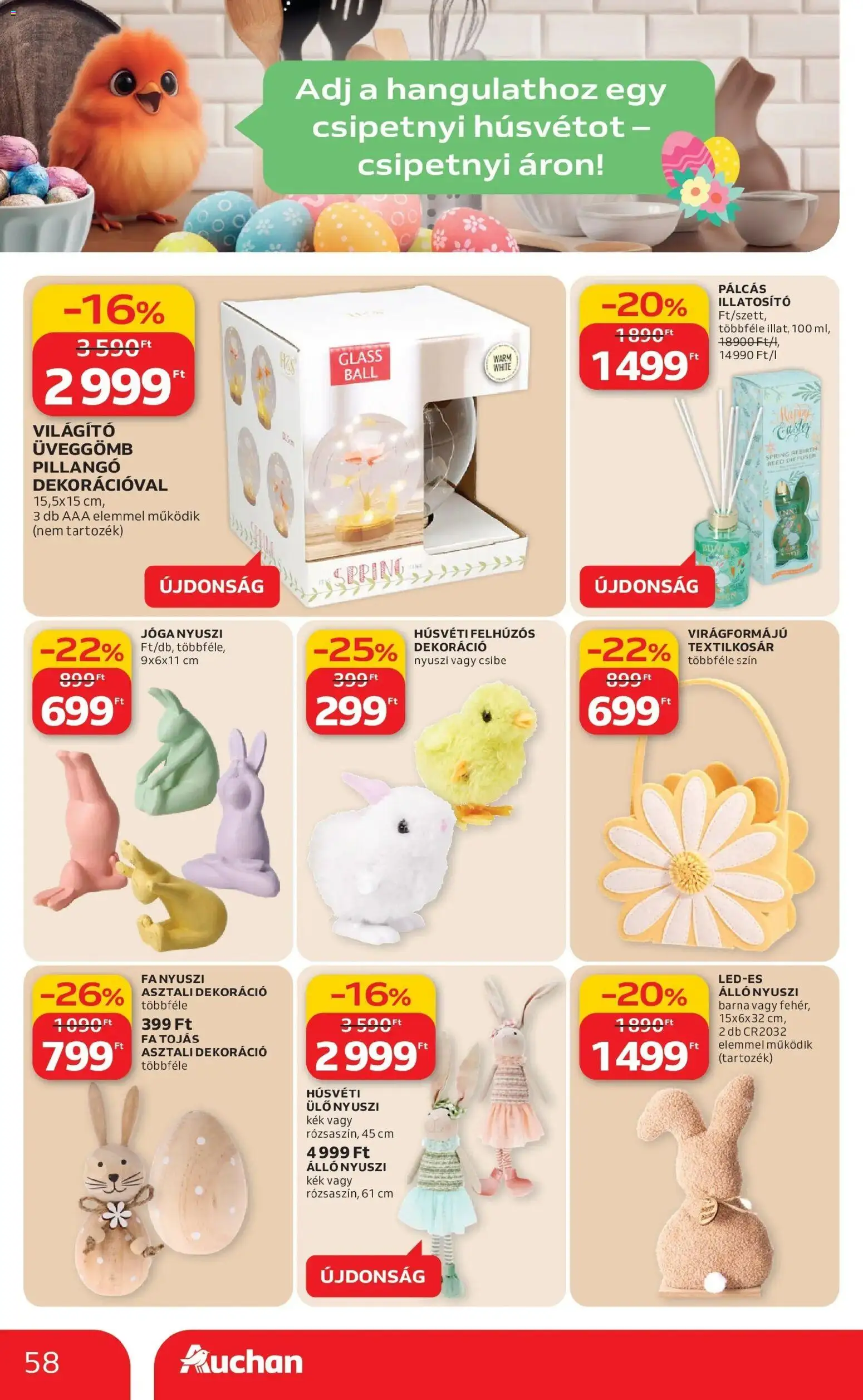 Auchan akciós ujság - amely érvényes a következő dátumtól: 12.03.2026 | Oldal: 58 | Termékek: Tojás, Dekoráció