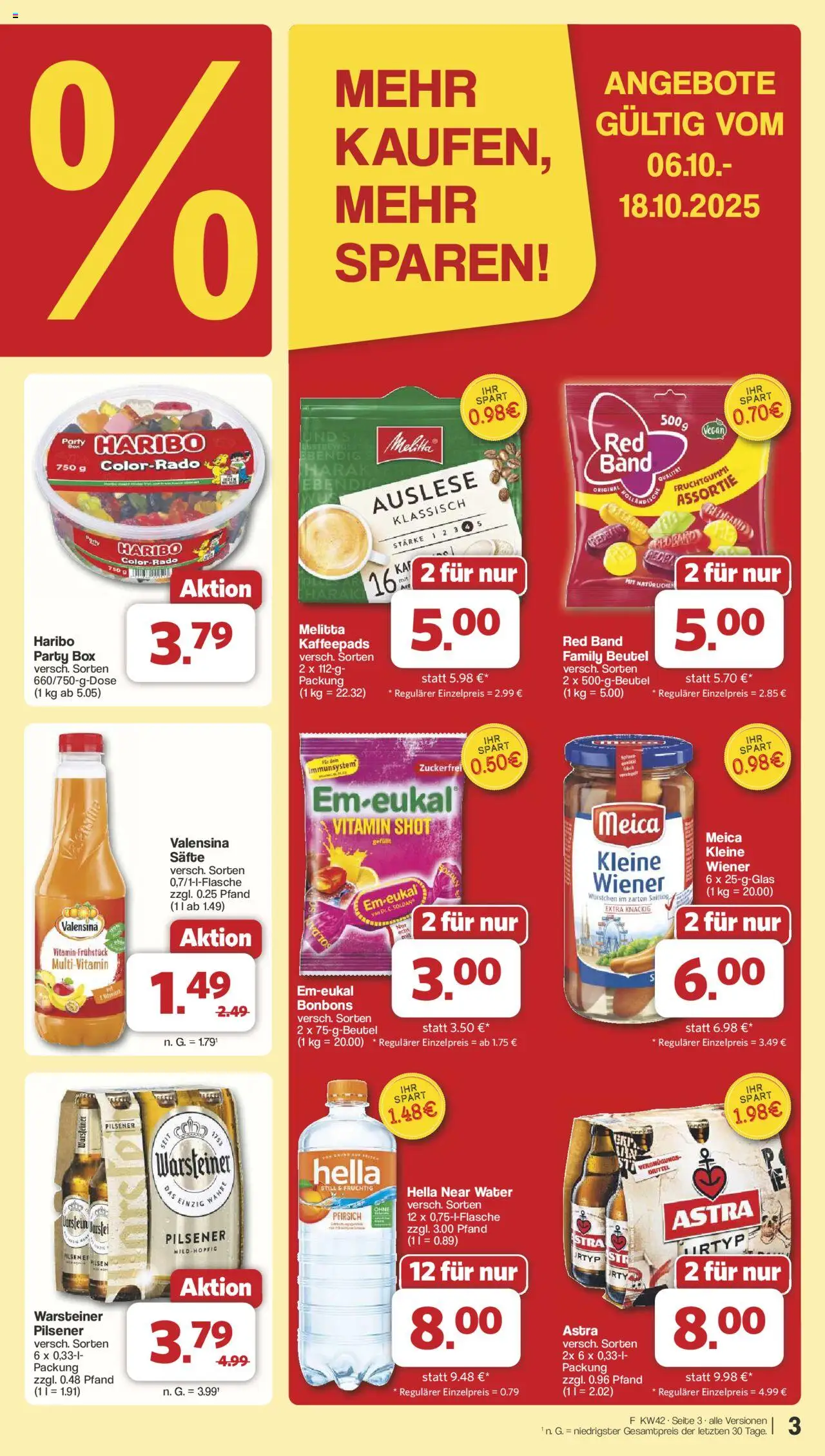 Famila Nordwest Prospekt 	 – gültig ab 13.10.2025 | Seite: 3 | Produkte: Kaffeepads, Haribo, Valensina, Warsteiner