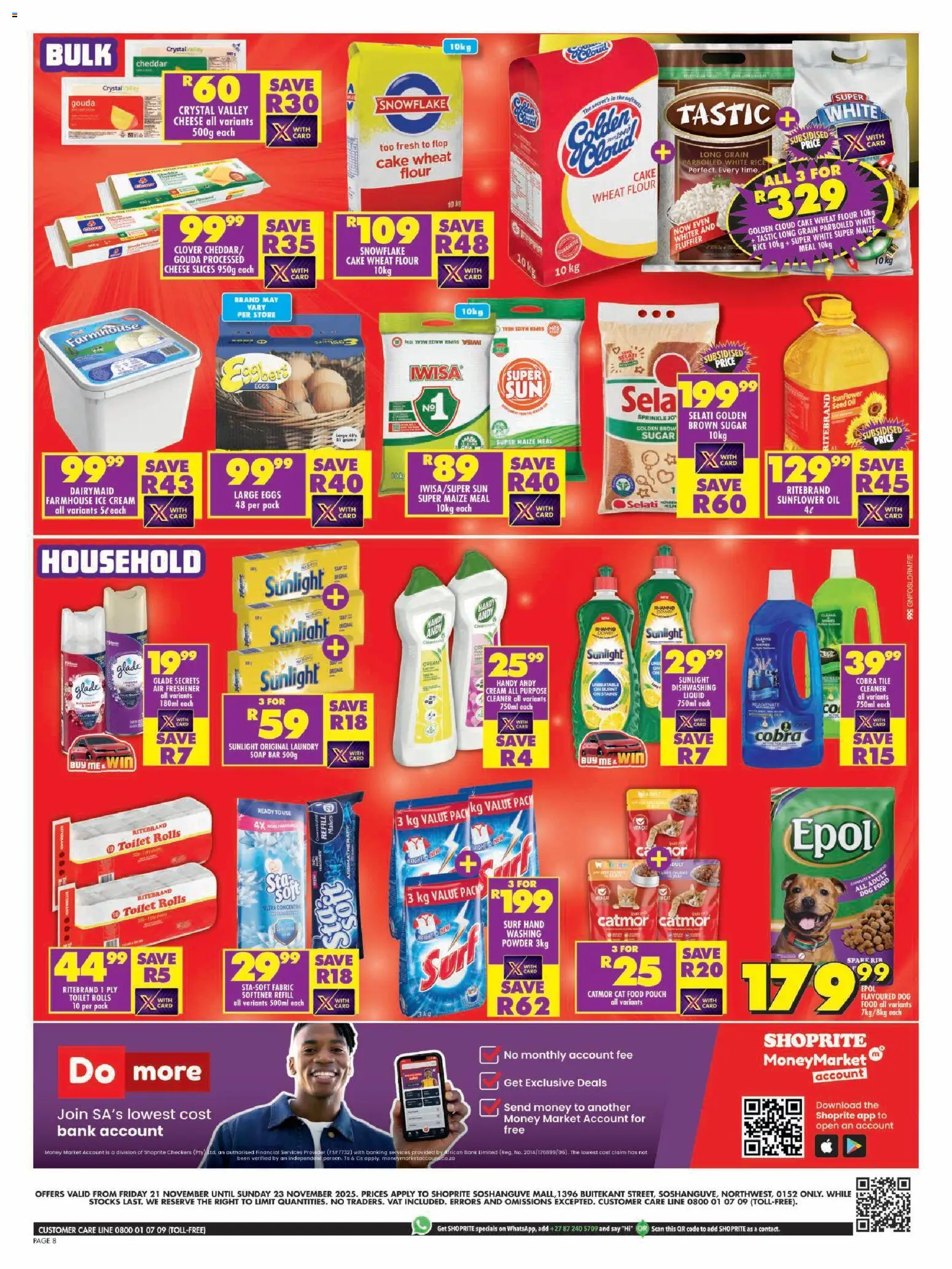 New Shoprite catalogue – valid from 21.11.2025 | Page: 8 | Products: Oil, Rice, Sugar, Cat food