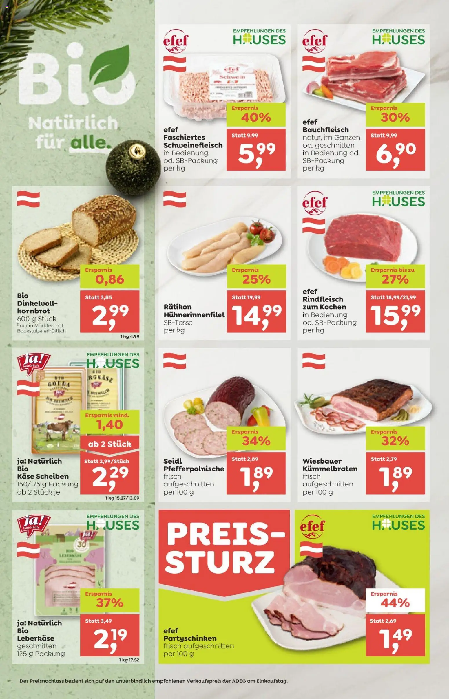 ADEG Vorarlberg gültig ab 11.12.2025 | Seite: 4 | Produkte: Käse, Schweinefleisch, Rindfleisch