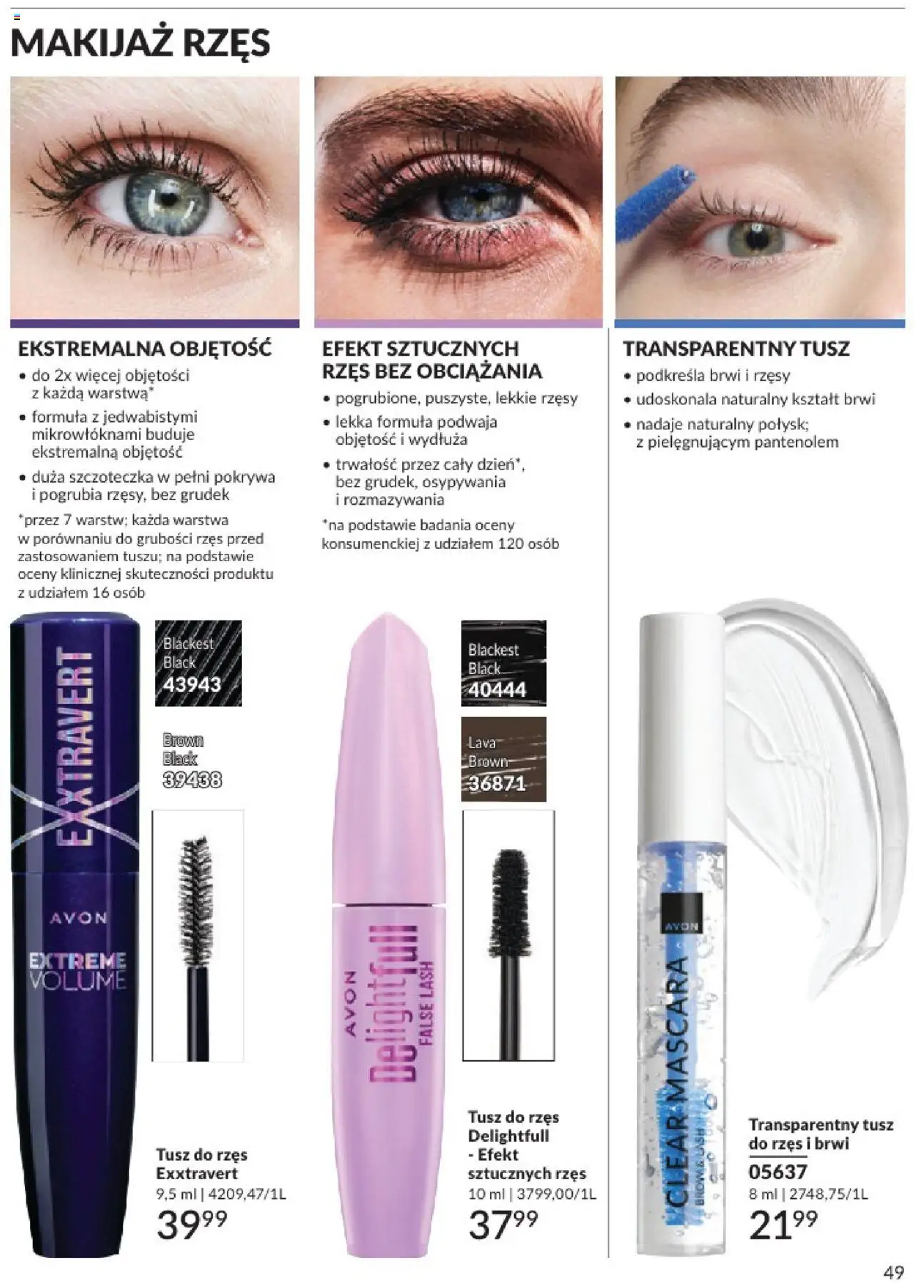 Avon Katalog 07 2025 od 01.07.2025 | Strona: 49 | Produkty: Makijaż, Tusz do rzęs