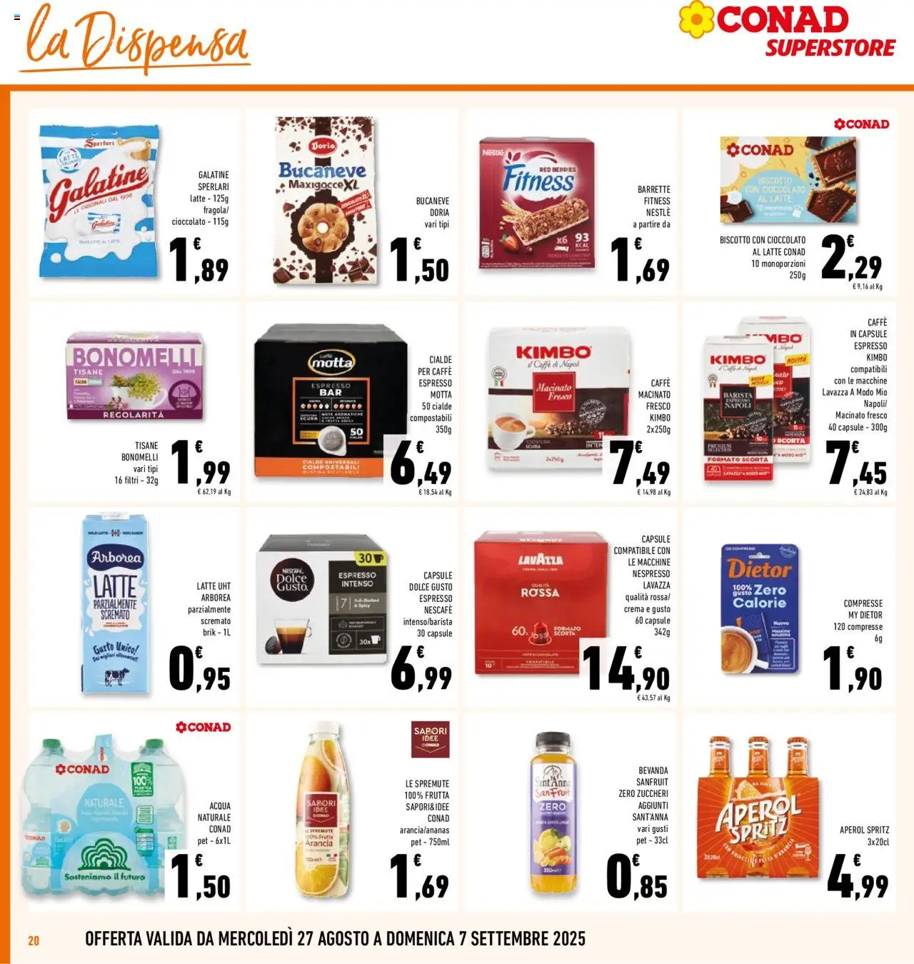 Volantino Conad del 27.08.2025 | Pagina: 20 | Prodotti: Crema, Caffè, Latte, Arancia