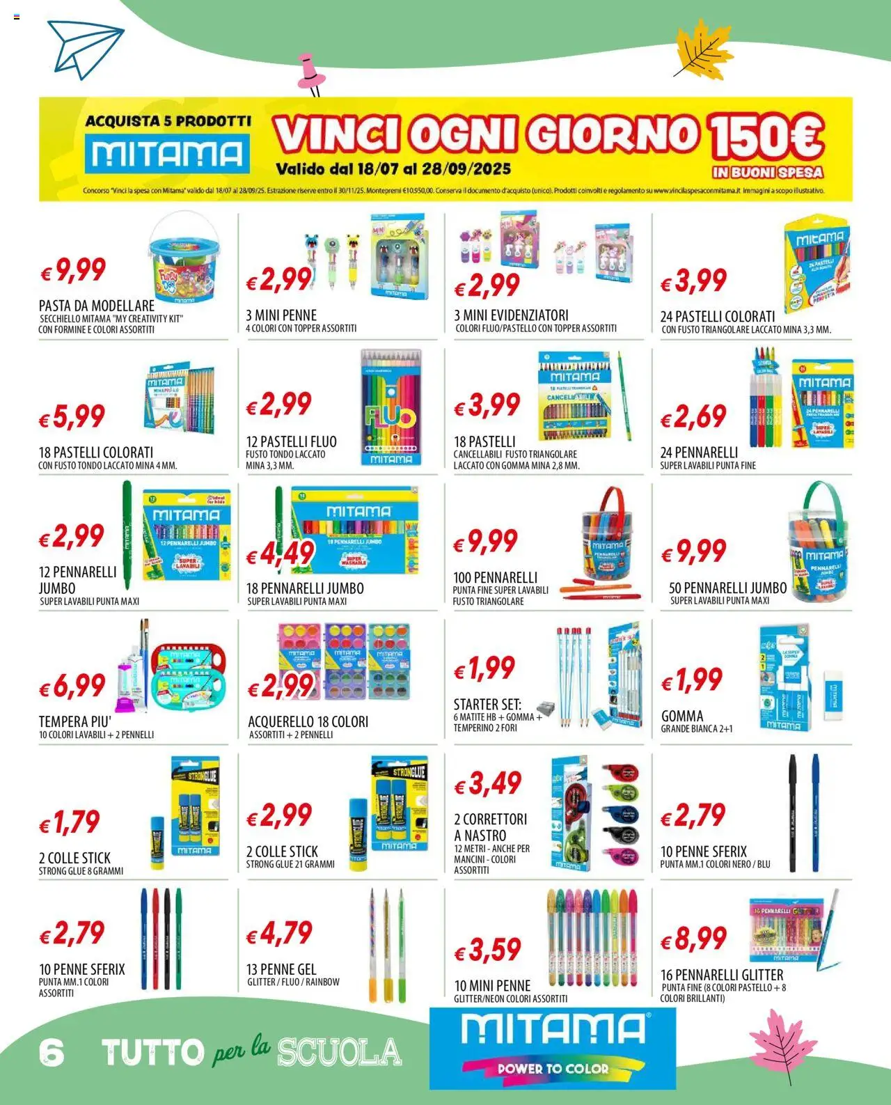Volantino Famila del 21.08.2025 | Pagina: 6 | Prodotti: Pasta, Temperino, Pennarelli, Pastelli