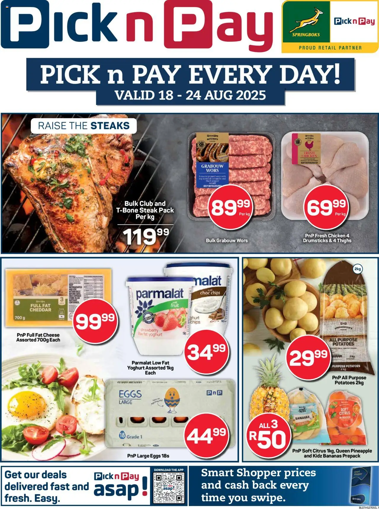 Pick n Pay Inland provinces - Weekly Specials │ valid from 18.08.2025 | Page: 1 | Products: Yoghurt, Eggs, Chips, Pepper