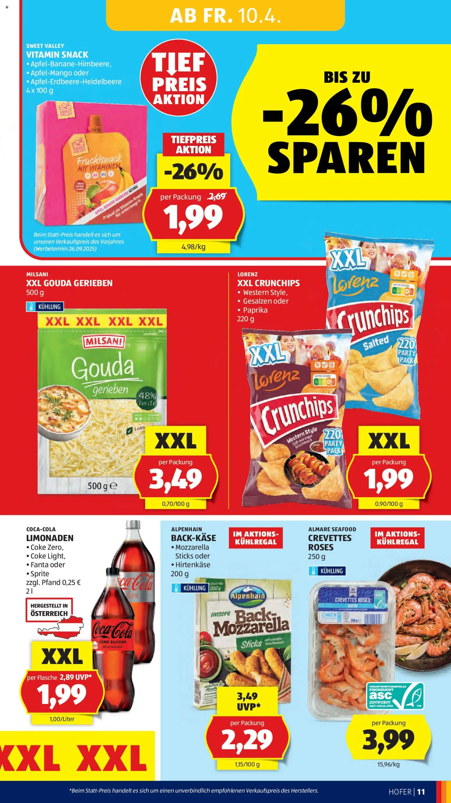 Hofer Flugblatt gültig ab 08.04.2026 | Seite: 13 | Produkte: Zucker, Himbeere, Äpfel, Fisch