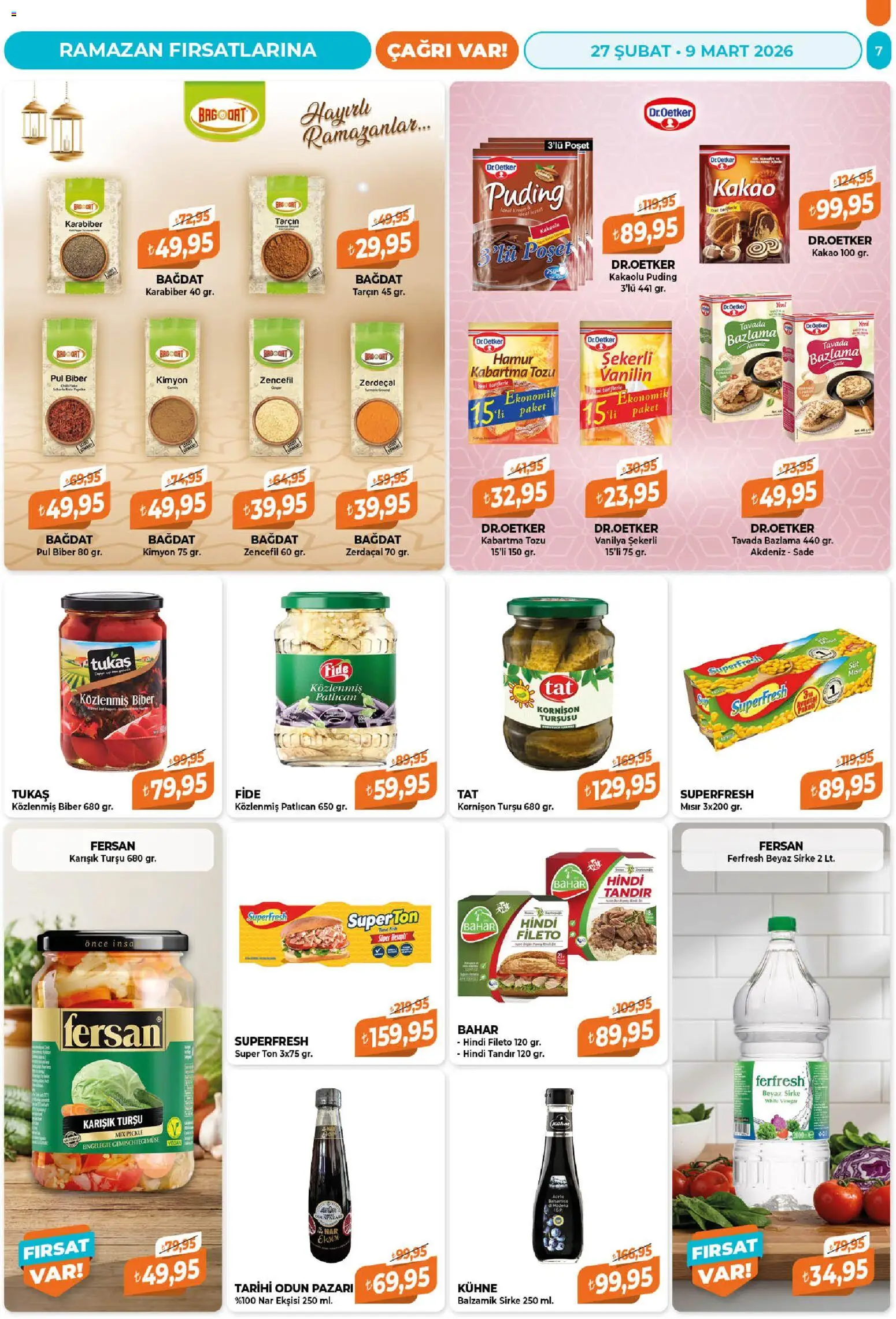 Çağrı Market Katalog - 27.02.2026 tarihinden itibaren geçerlidir | Sayfa: 7 | Ürünler: Sirke, Nar ekşisi, Karabiber, Zencefil