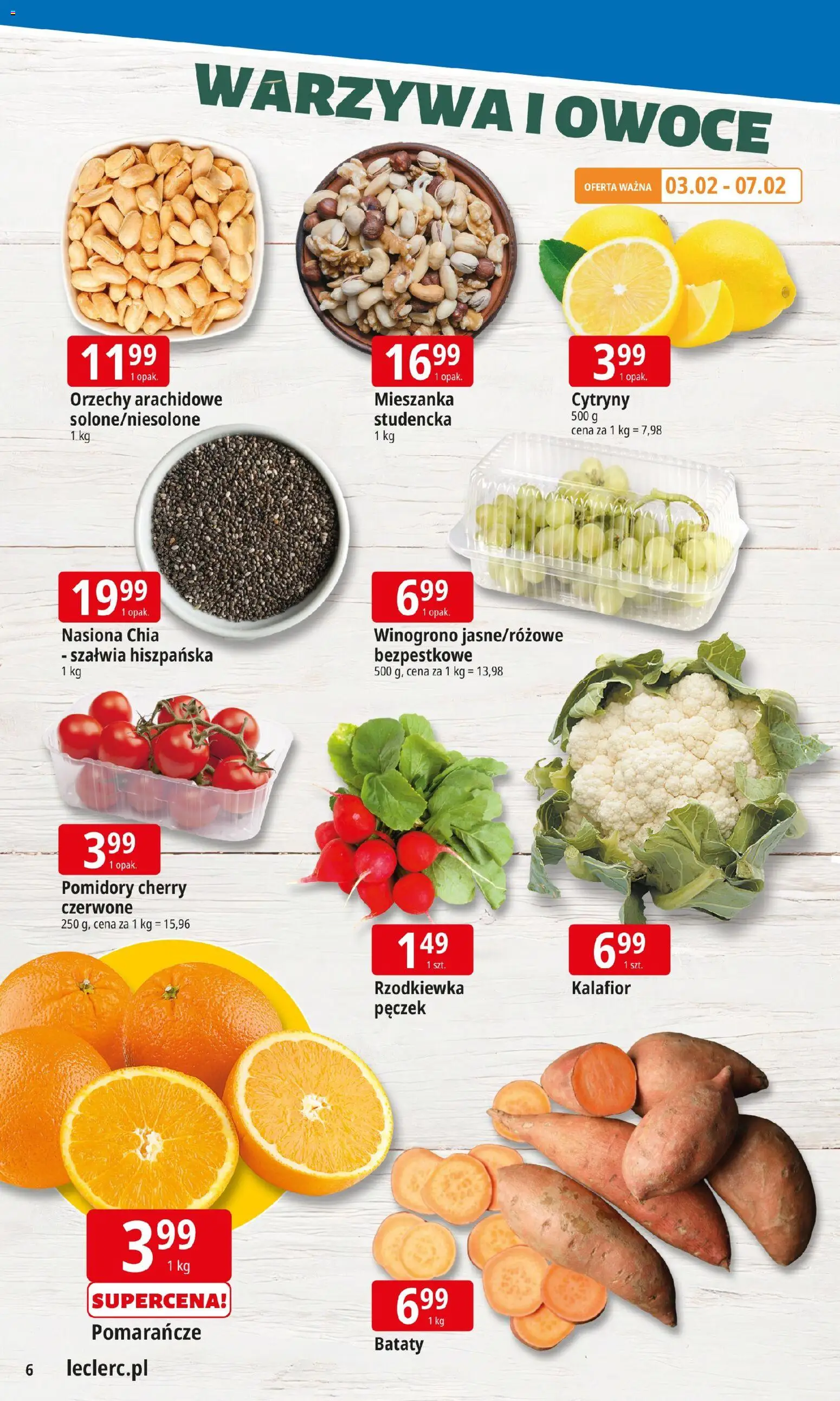 E.Leclerc Gazetka - Tychy od 02.02.2026 | Strona: 6 | Produkty: Pomarańcze, Pomidory, Nasiona chia, Owoce