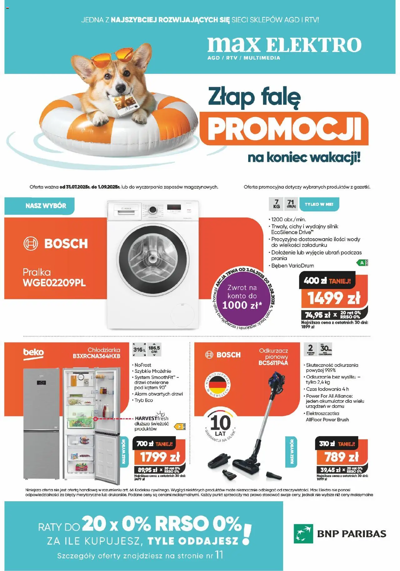 Max elektro Gazetka od 31.07.2025 | Strona: 1 | Produkty: Pralka, Odkurzacz