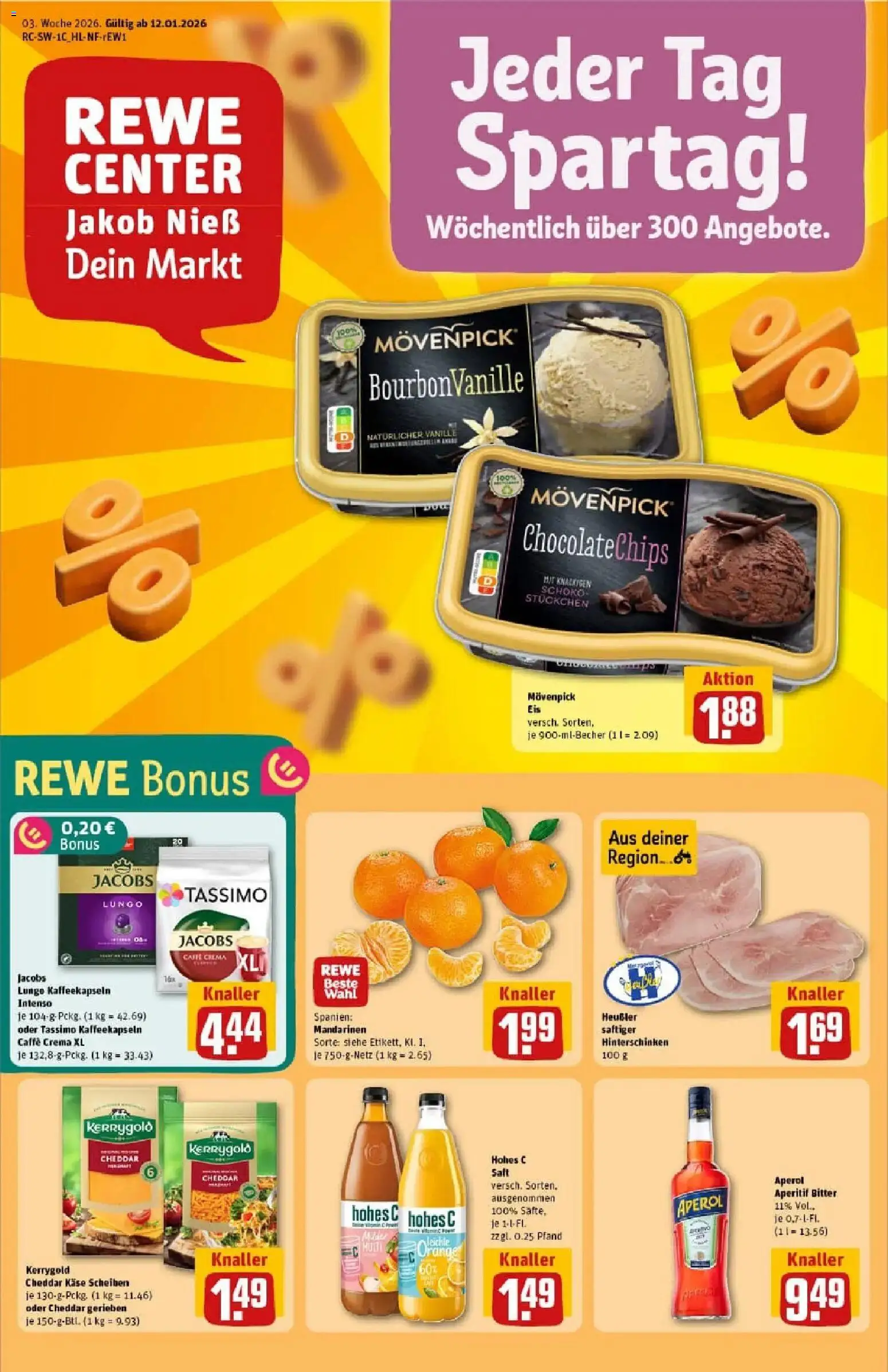 Rewe prospekt Heidenheim	 – gültig ab 11.01.2026 | Seite: 1 | Produkte: Käse, Hohes c, Aperol, Hut