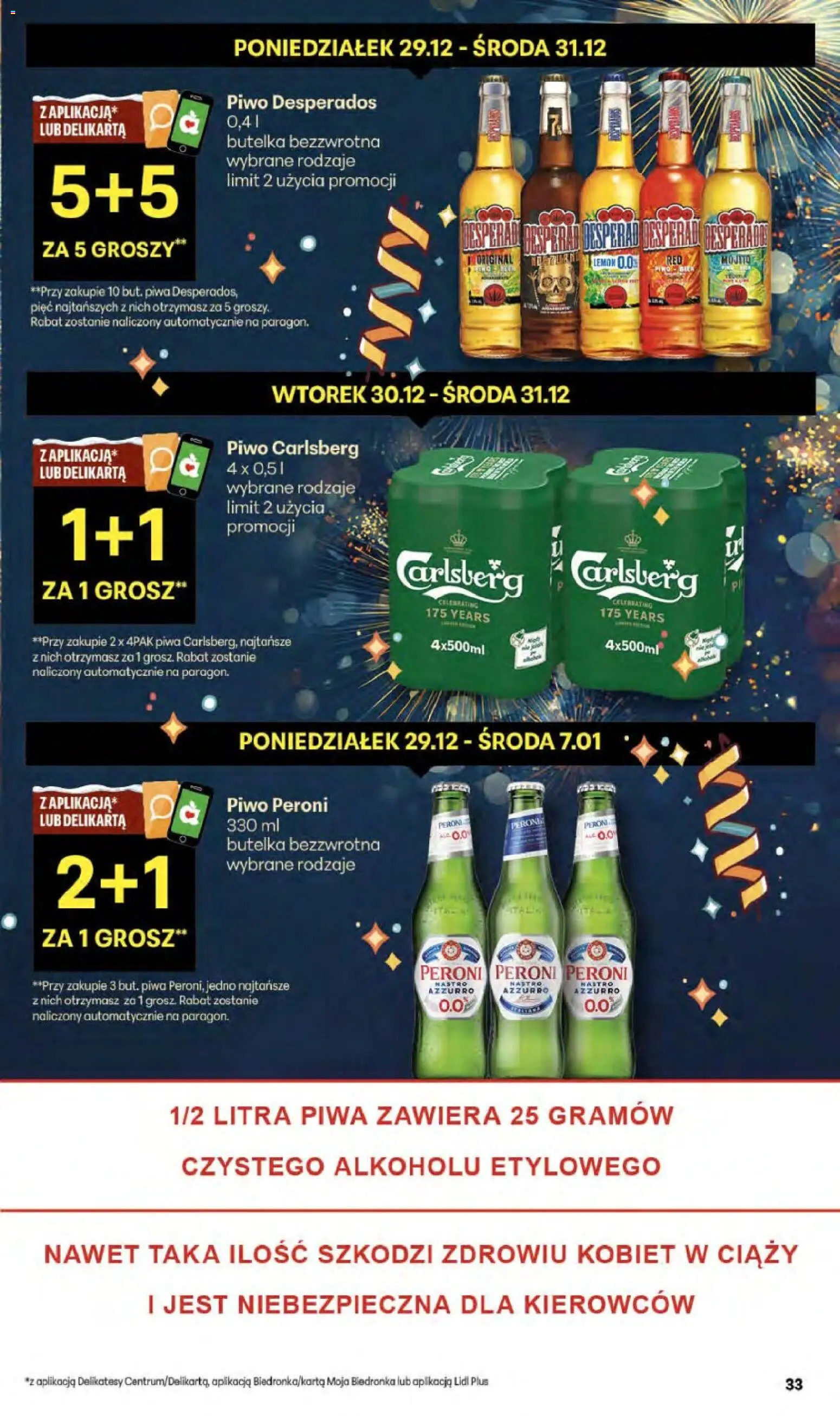 Delikatesy Centrum Gazetka od 29.12.2025 | Strona: 33 | Produkty: Delikatesy, Piwo Desperados, Piwo Carlsberg, Piwo