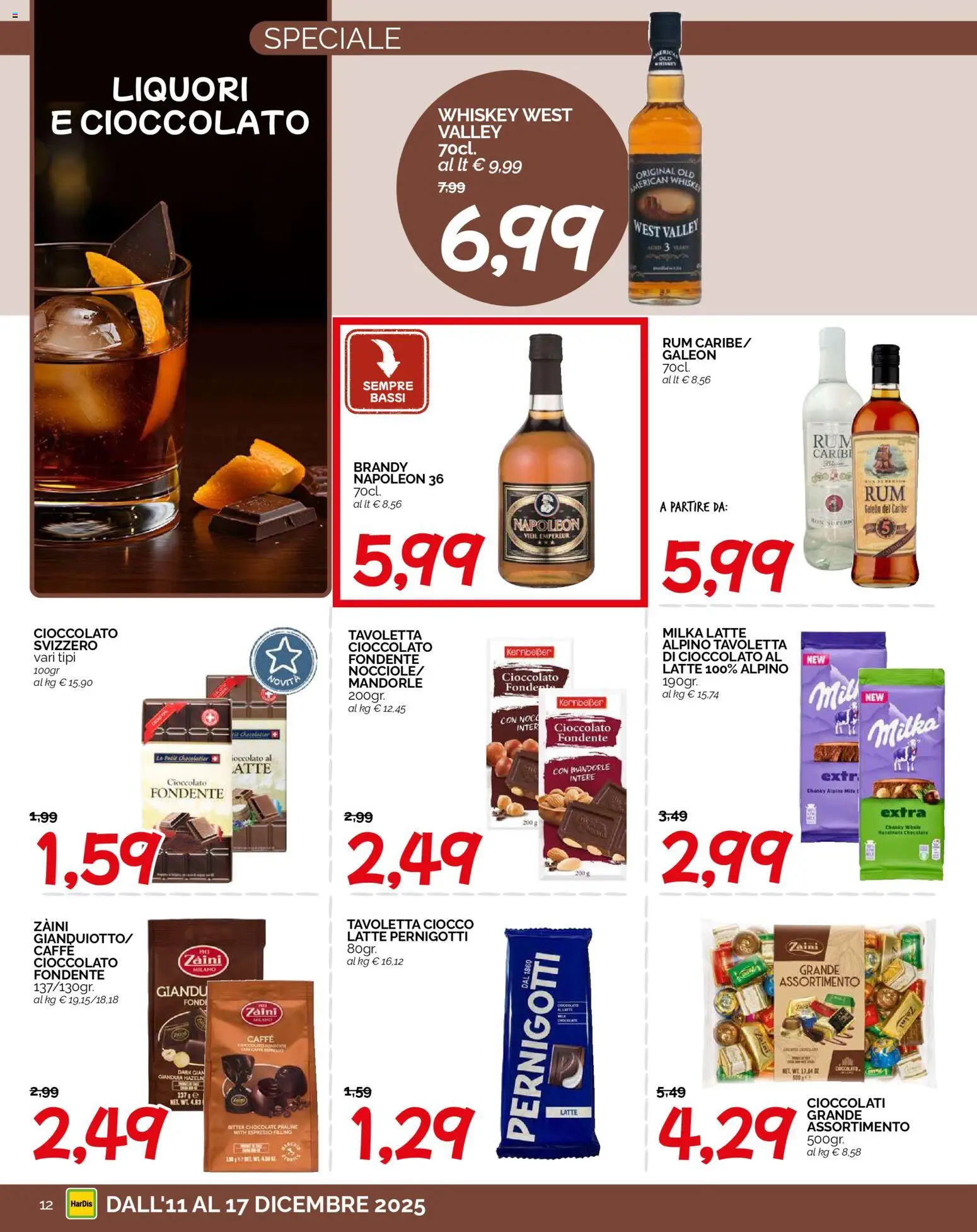 Volantino HarDis del 11.12.2025 | Pagina: 12 | Prodotti: Caffè, Cioccolato, Rum, Brandy