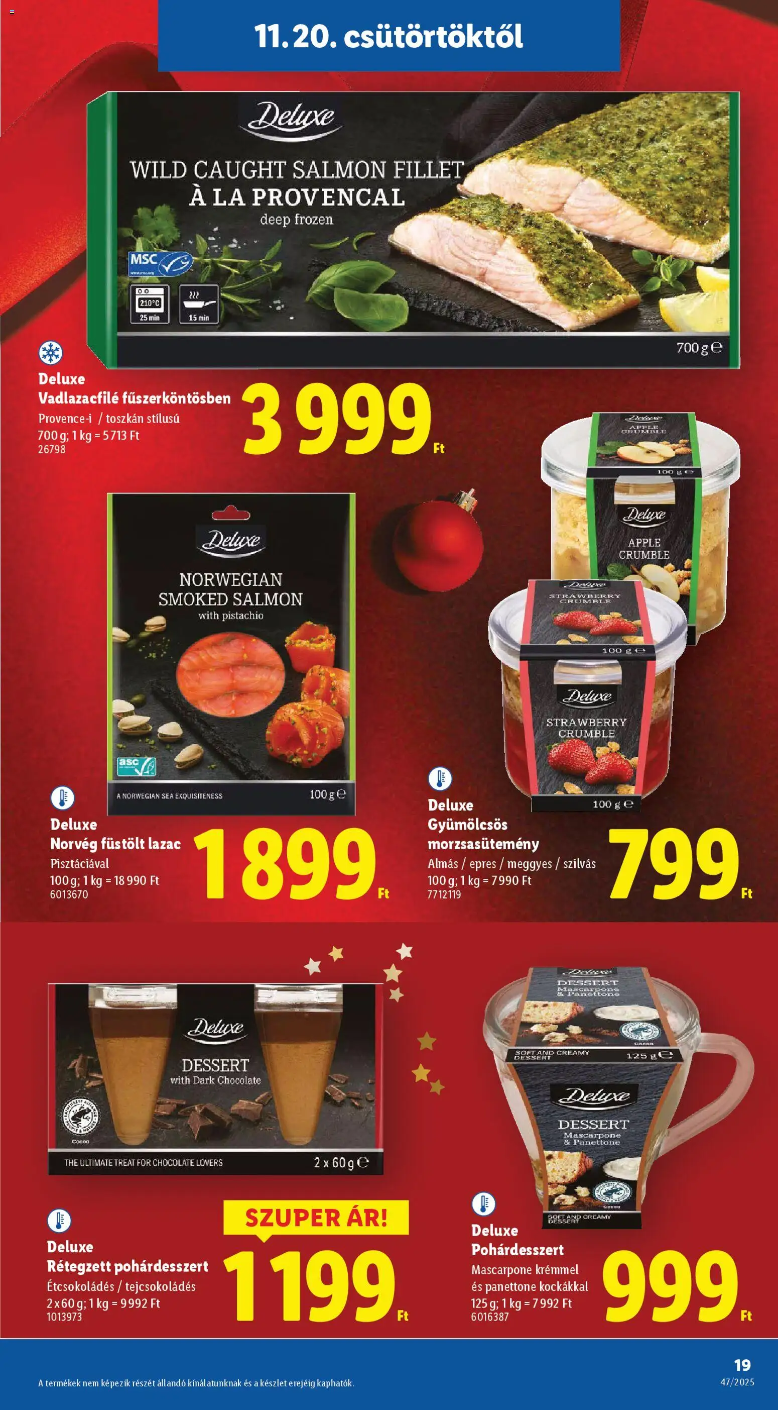 Lidl akciós ujság - amely érvényes a következő dátumtól: 20.11.2025 | Oldal: 21 | Termékek: Panettone, Mascarpone, Lazac
