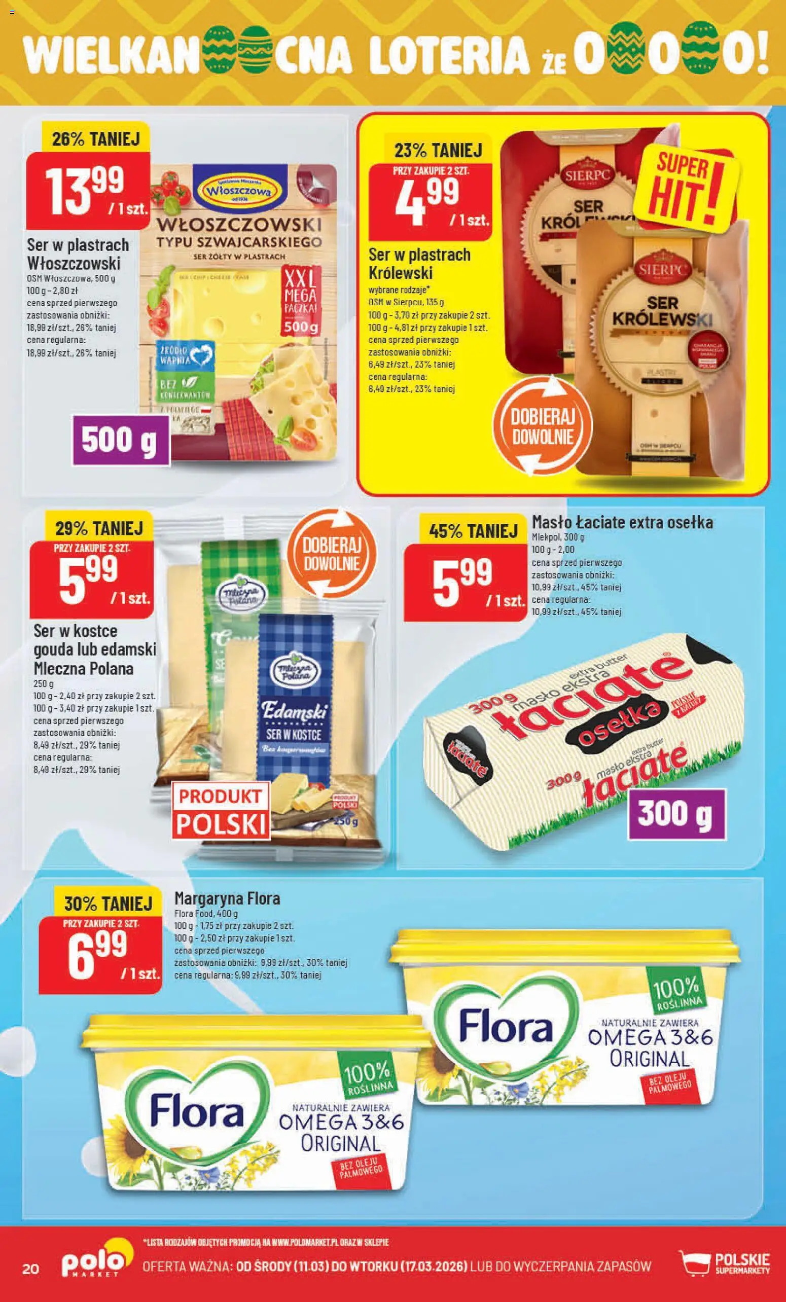POLOmarket gazetka od 11.03.2026 | Strona: 20 | Produkty: Ser żółty, Margaryna, Masło, Ser
